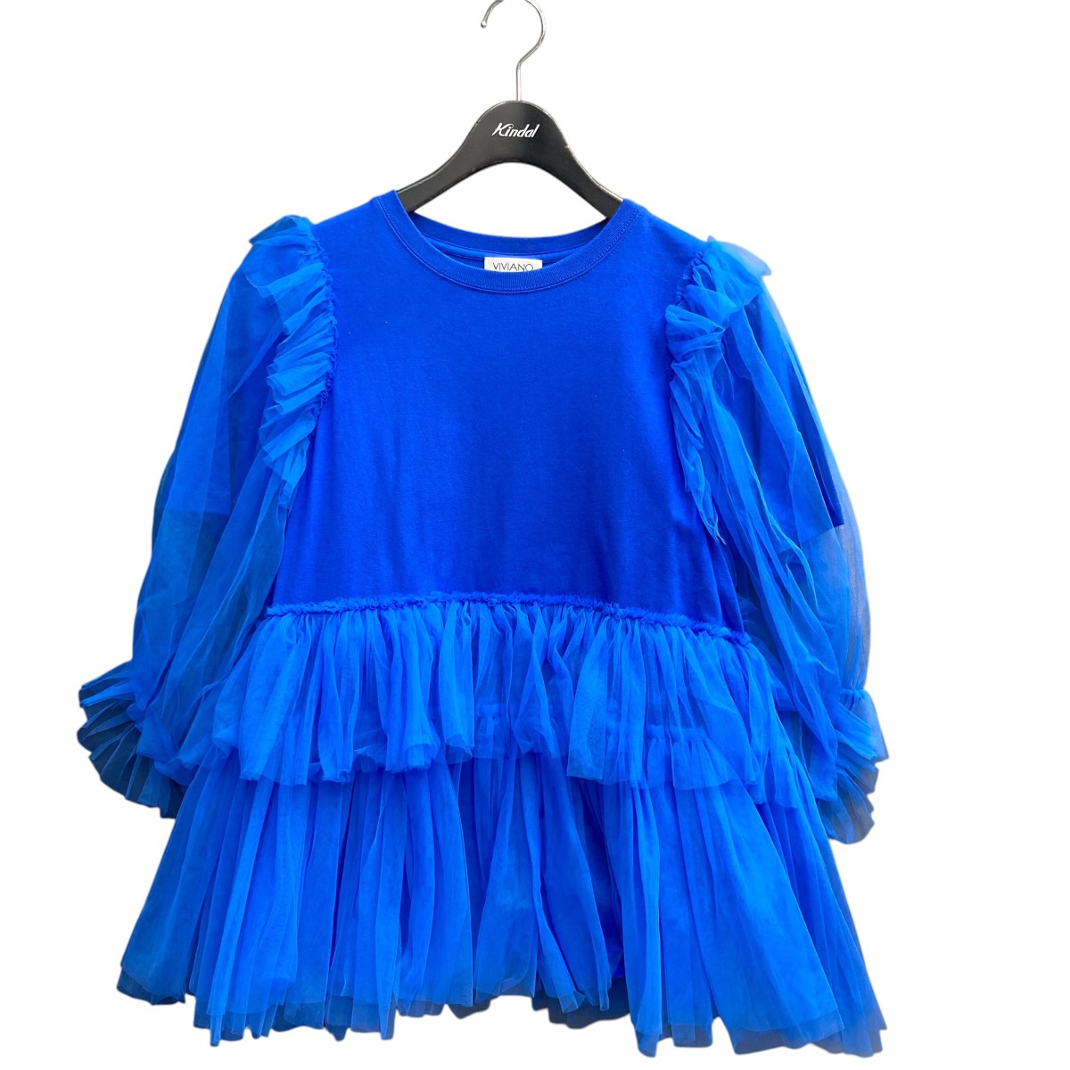 【中古】 VIVIANO　 23SS TULLE LAYERED PUFF SLEEVE T SHIRT パフスリーブTシャツ VS-SS23-CS06 ブルー サイズ：M 【290326】（ヴィヴィアーノ）