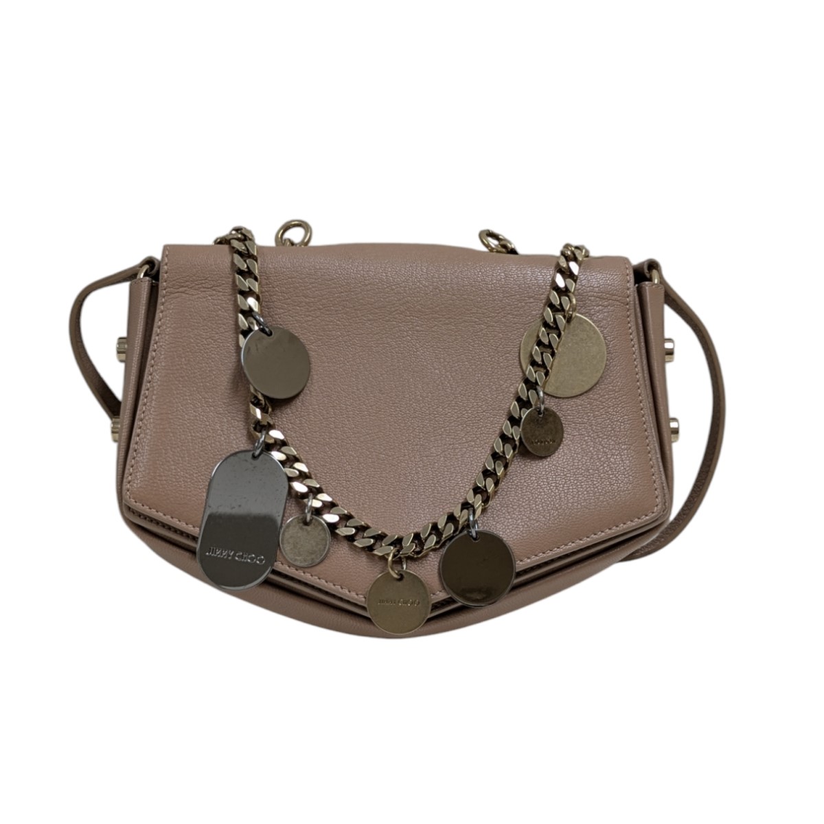 【中古】<br>JIMMY CHOO<br>2WAYチェーンバッグ ベージュ<br>【価格見直し】