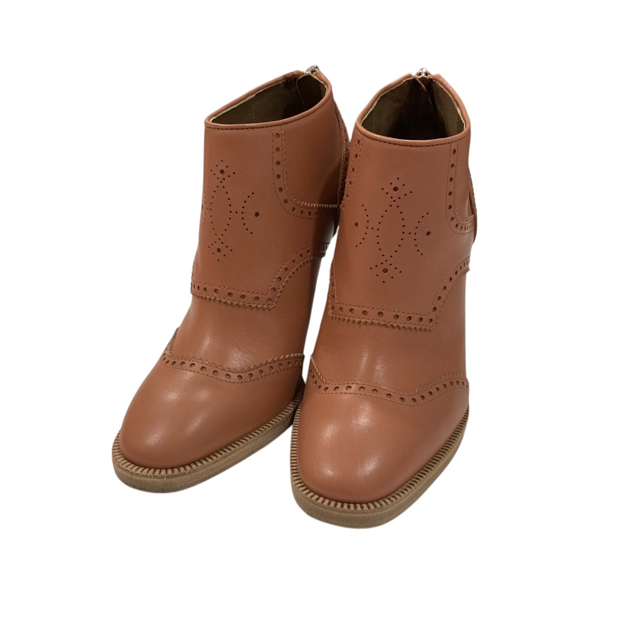 【中古】<br>HERMES<br>ウィングチップショートブーツ ピンク サイズ：36<br>【価格見直し】