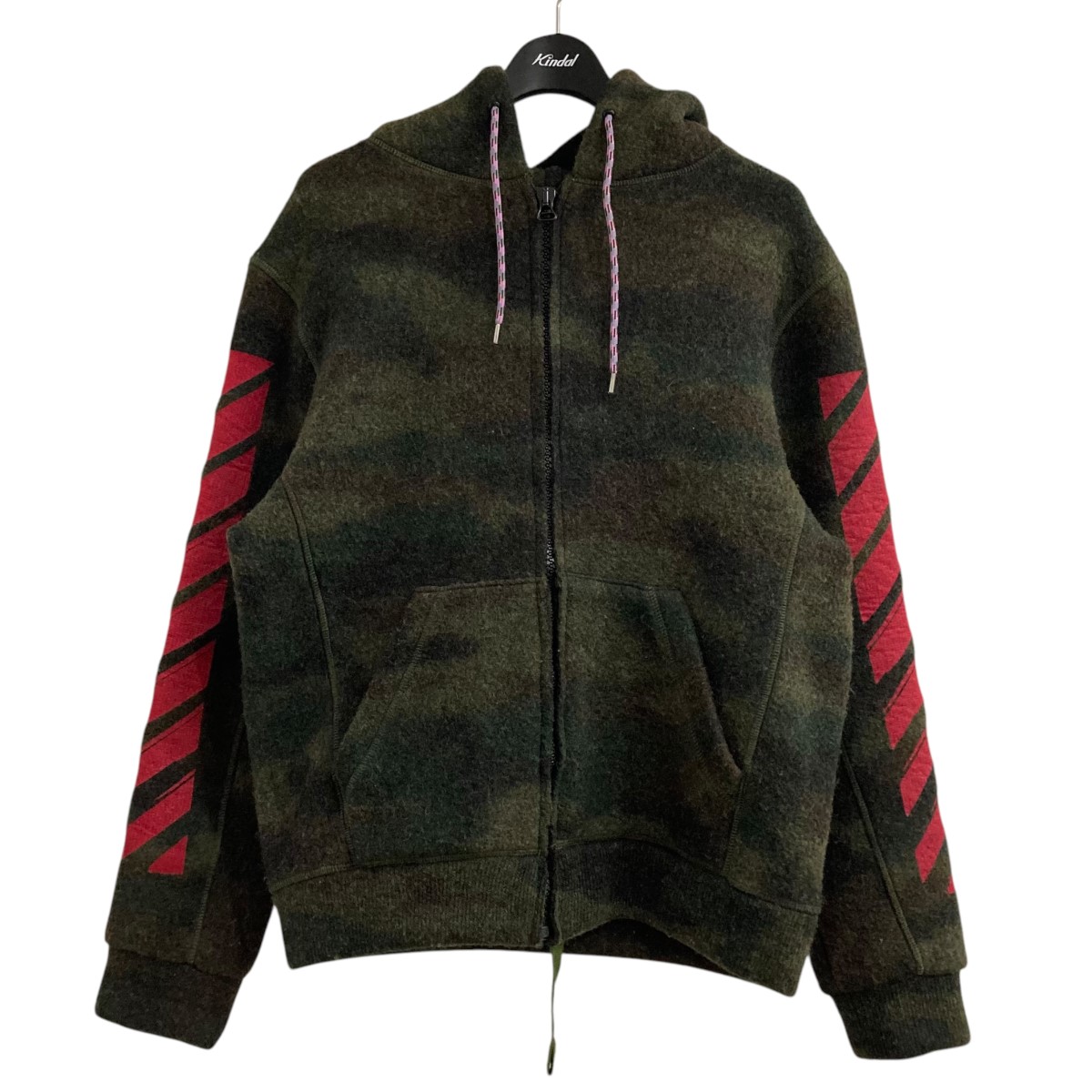 【中古】\u003cBR\u003eOFFWHITE\u003cBR\u003eジップアップパーカー カーキ 大いさ：S\u003cBR\u003e【必要経費思いなおす】 メンズファッション-トップス-パーカー