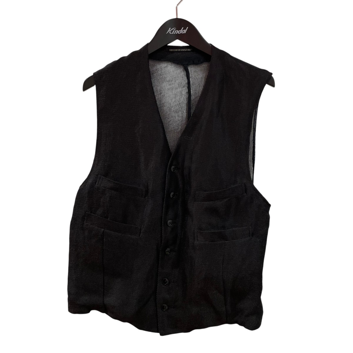 【中古】 Yohji Yamamoto pour homme　 リネン×シルク メッシュベスト HF-V02-306 ブラック サイズ：M 【090426】（ヨウジヤマモトプールオム）