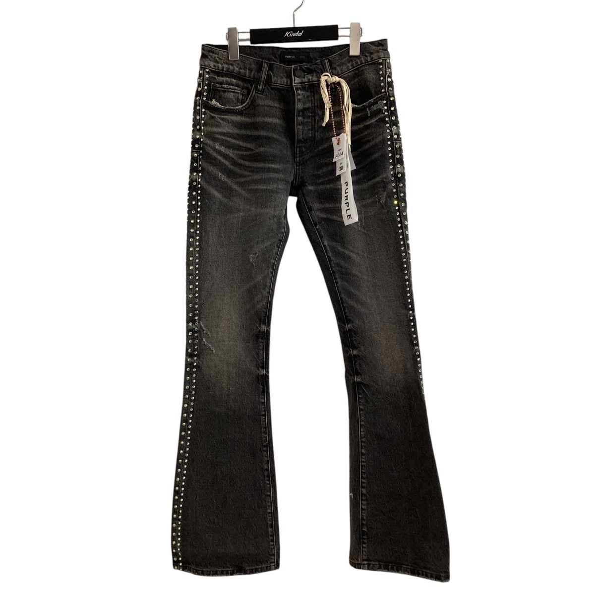 AFB エーエフビー ストレート スタッズ デニムパンツ M ブラック AFB/エーエフビー/STRAIGHT DOUBLE KNEE STUDDED PANTS（デニム