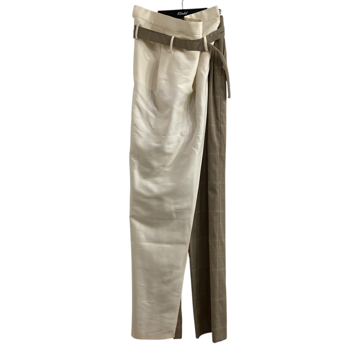 【中古】GURTWEIN スカートチェックパンツ 2311-0906 ベージュ 大きさ：36/S 【230526】（）