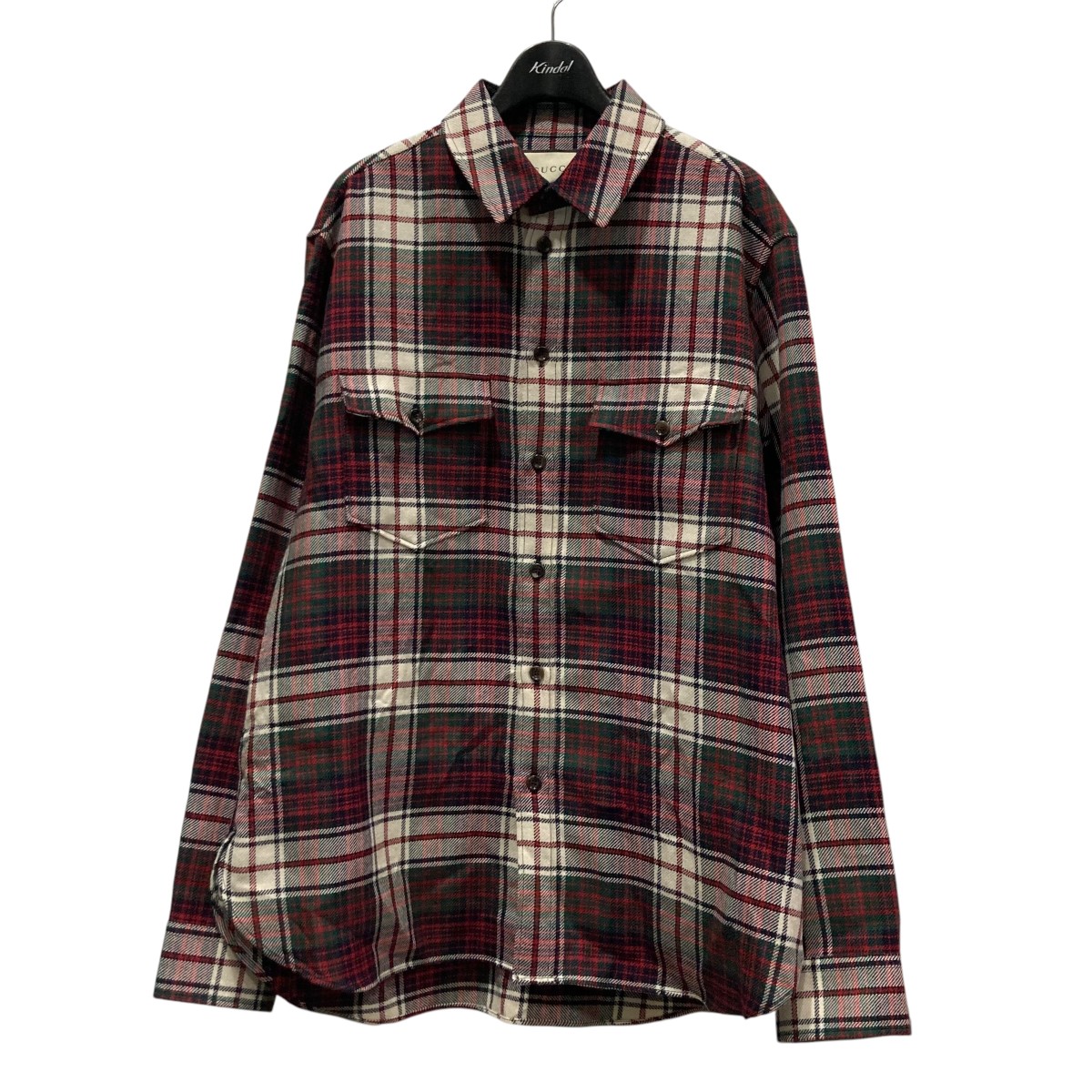 新品　GUCCI グッチ　ウールチェックシャツ　スカンク　50 新品 GUCCI グッチ ウールチェックシャツ スカンク 50 - メルカリ