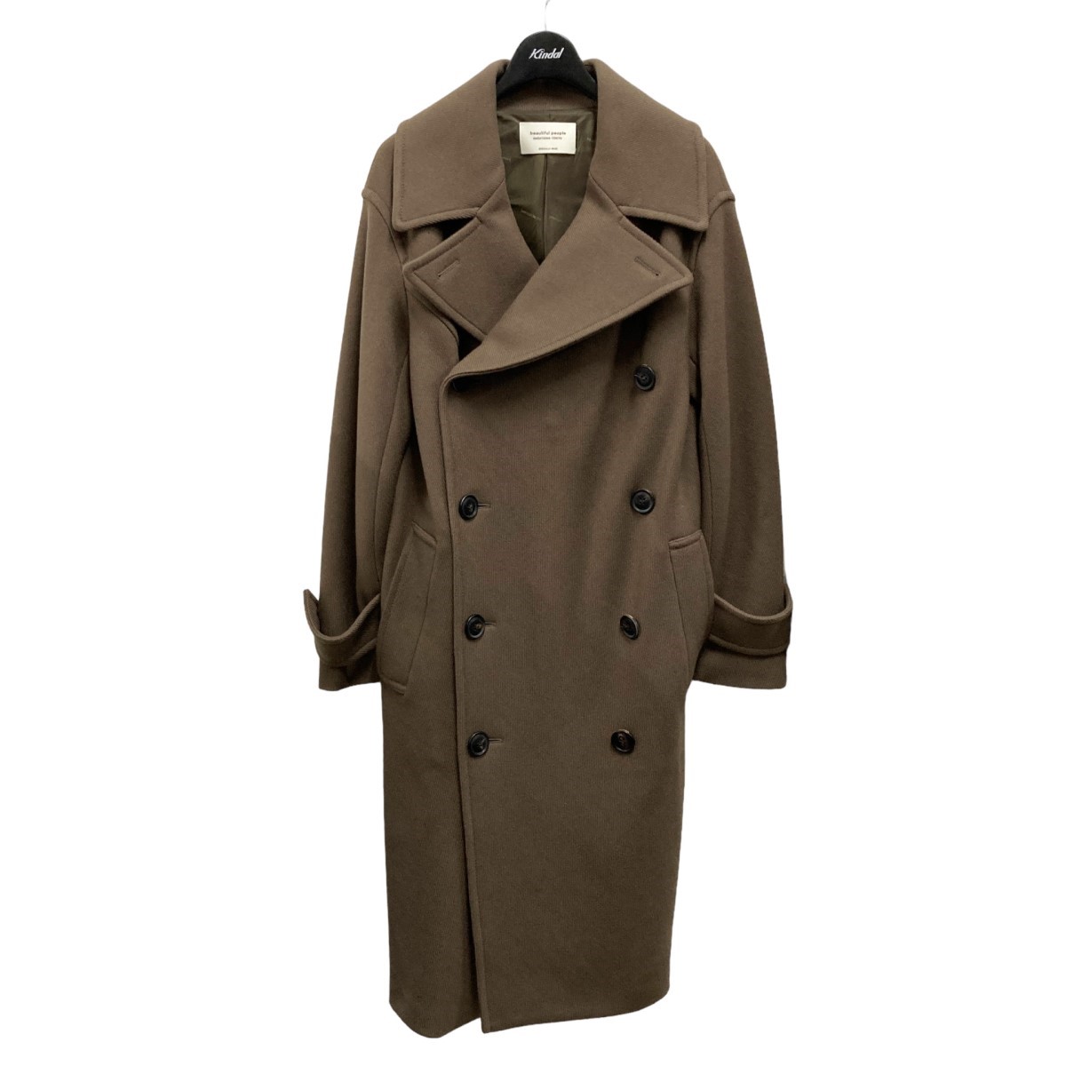 【中古】beautiful peoplediagonal melton conv ex shaped pea coat ピーコート 1835103012 ブラウン サイズ:36【価格見直し】|ブランド古着のカインドオル