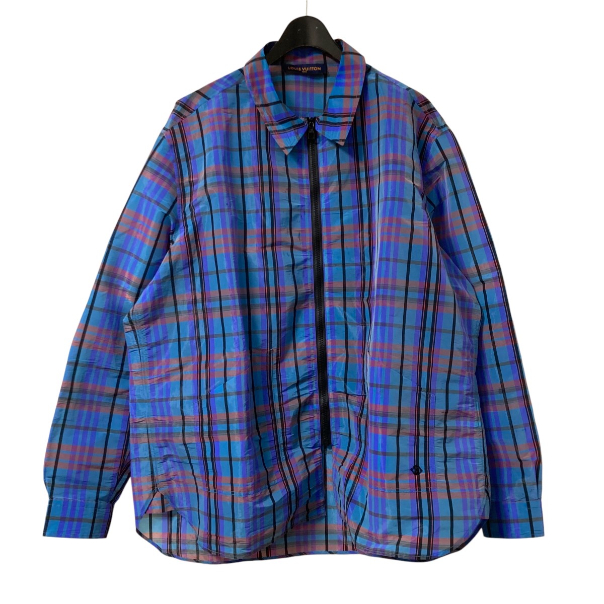 【中古】 LOUIS VUITTON Virgil Abloh Backpack Runway Shirt チェックナイロンジャケット RM192M ORM HHS12W スカイブルー サイズ：4L 【価格見直し】