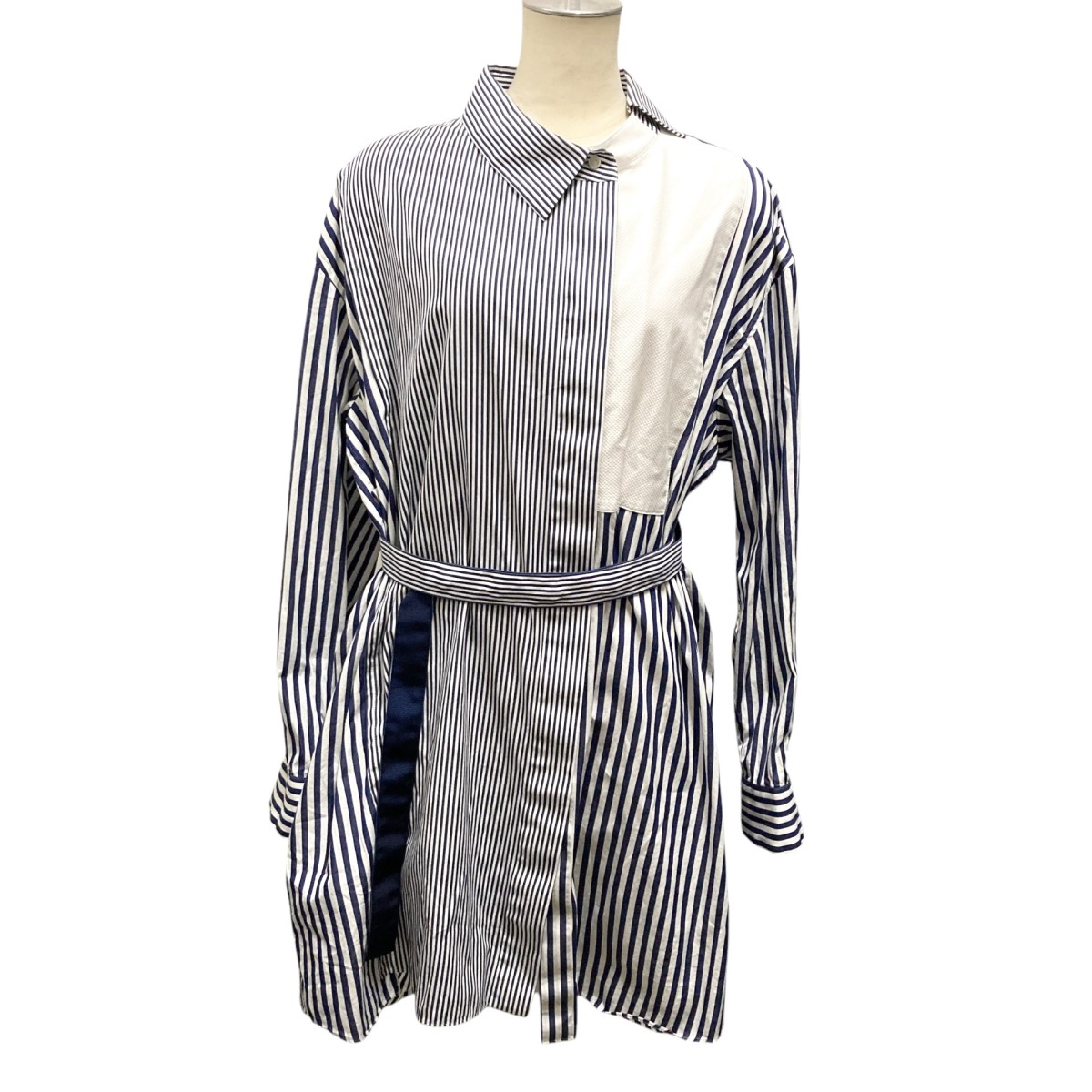 【中古】 sacai STRIPED POPLIN SHIRT DRESS 切替ワンピース 23 06529 ブルー サイズ：3 【価格見直し】