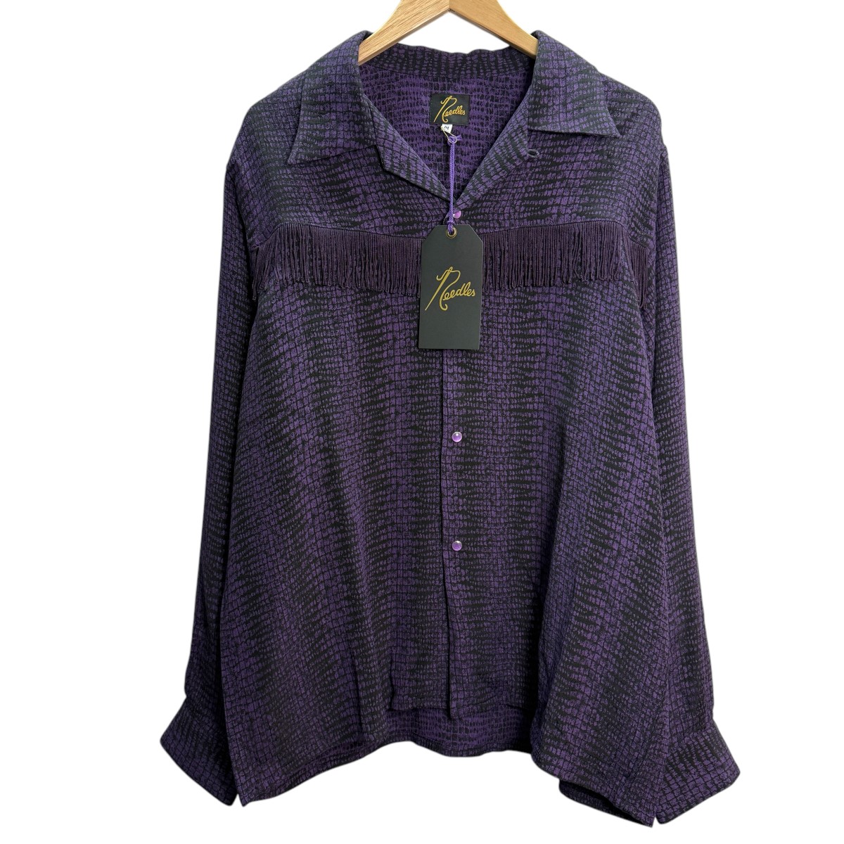 【中古】 Needles 24SS／ Fringe One-Up Shirt - AC／R／C Crocodile Jq． フリンジシャツ OT196 パープル サイズ：M 【価格見直し】