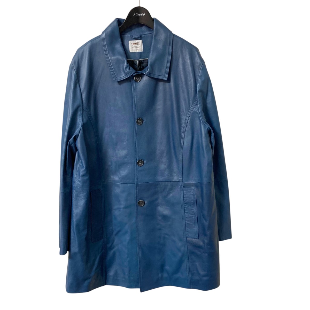 【中古】 EMMETI ラムスキンレザーコート ブルー サイズ：M 【価格見直し】