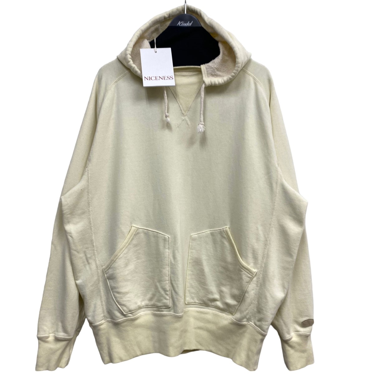 【中古】 NICENESS 24SS CORGAN／シルクスウェットフーディ 加工スポーツスウェット CREAM サイズ：M 【価格見直し】