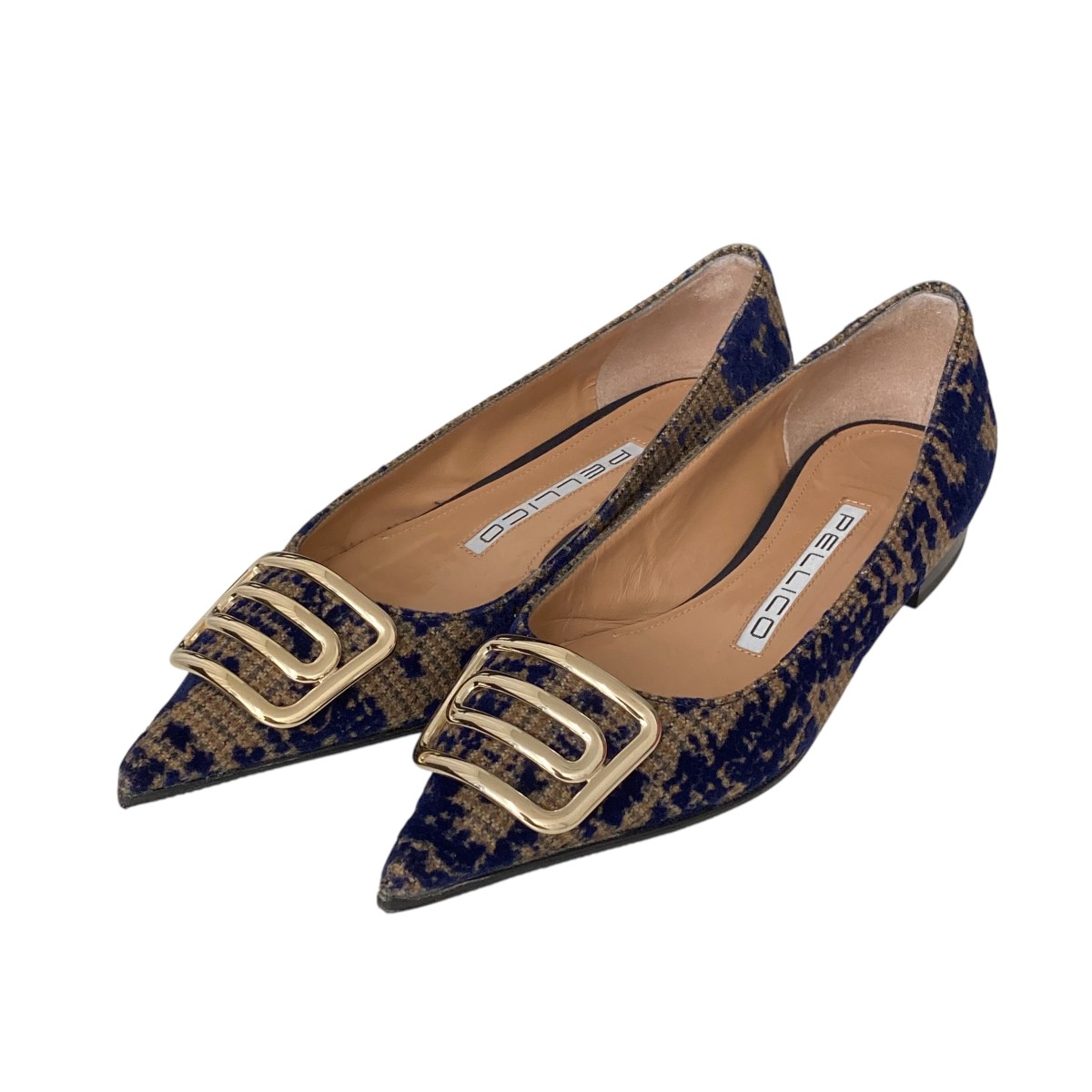 【中古】<br>PELLICO<br>CUORE 10 SC パンプス ブラウン×ネイビー サイズ：35(22.0cm相当）<br>【価格見直し】