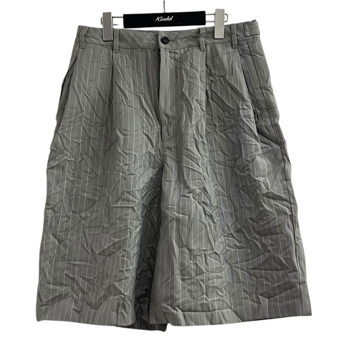 【中古】 stussy　 シワ加工ストライプハーフパンツ グレー サイズ：28 【030426】（ステューシー）