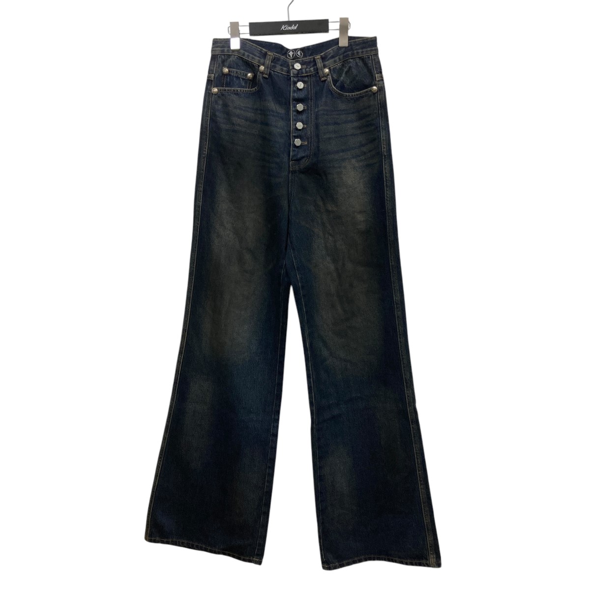 値下　Thug club スタッツ付きブラックデニムパンツ Thug Club サグクラブ SS25 LAND WARFARE DENIM PANTS / BLK