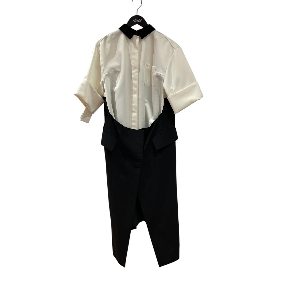 【中古】 sacai 22SS SUIT SWITCHING DRESS ワンピース 22-06172 ブラック×ホワイト サイズ：SIZE 2 【価格見直し】