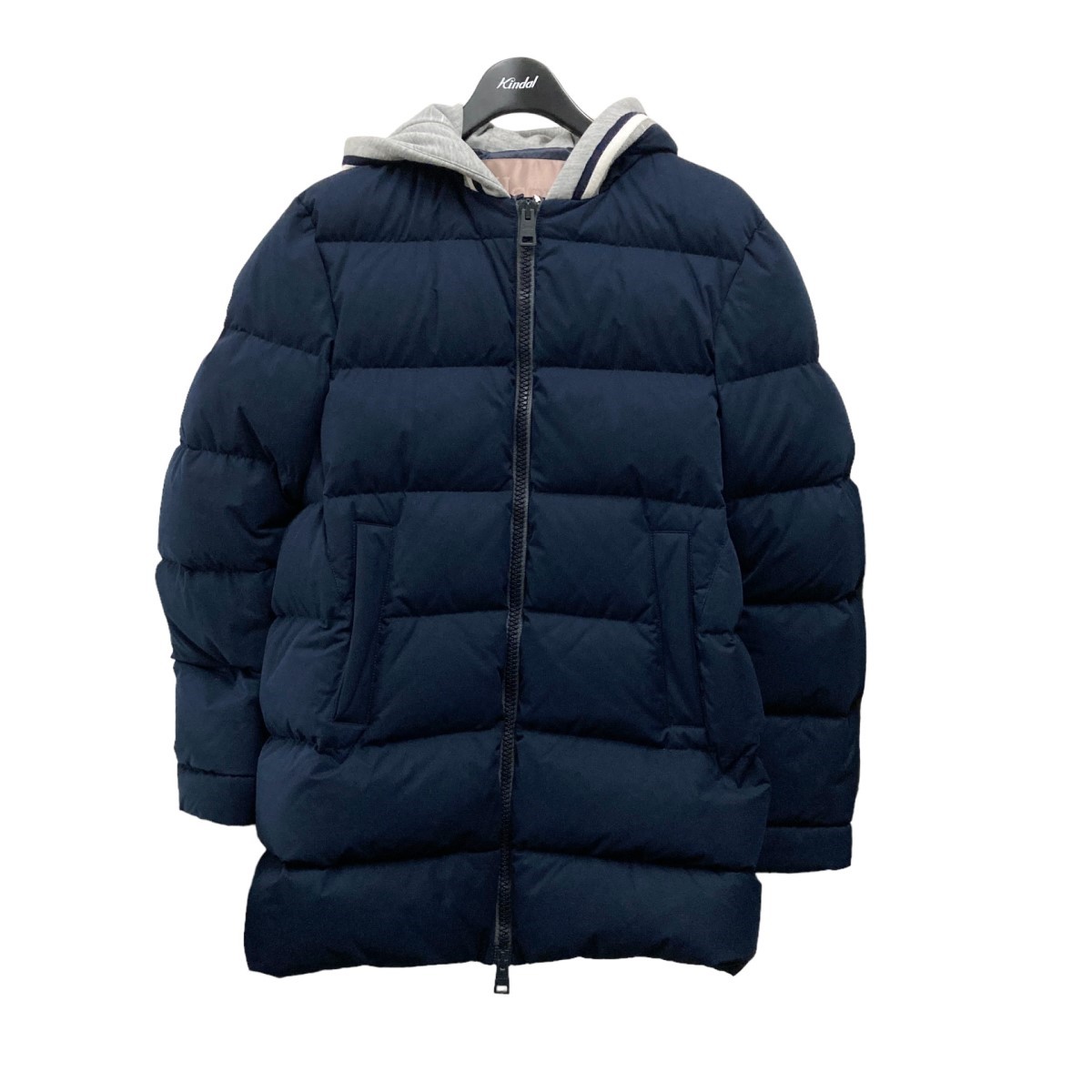 【中古】 HERNO RESORT スウェットフード付ダウンジャケット PI002UR 12261 9209 ネイビー×グレー サイズ：48 【価格見直し】