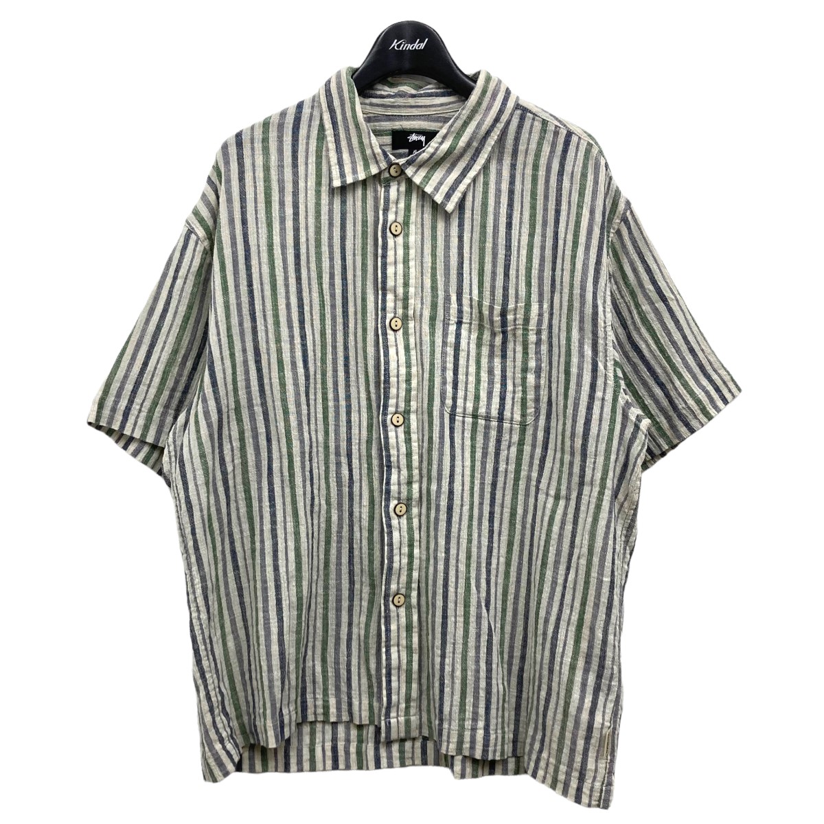 Stussy 2022SS ｢wrinkly shirt｣ cotton gauze サイズ ストライプシャツ