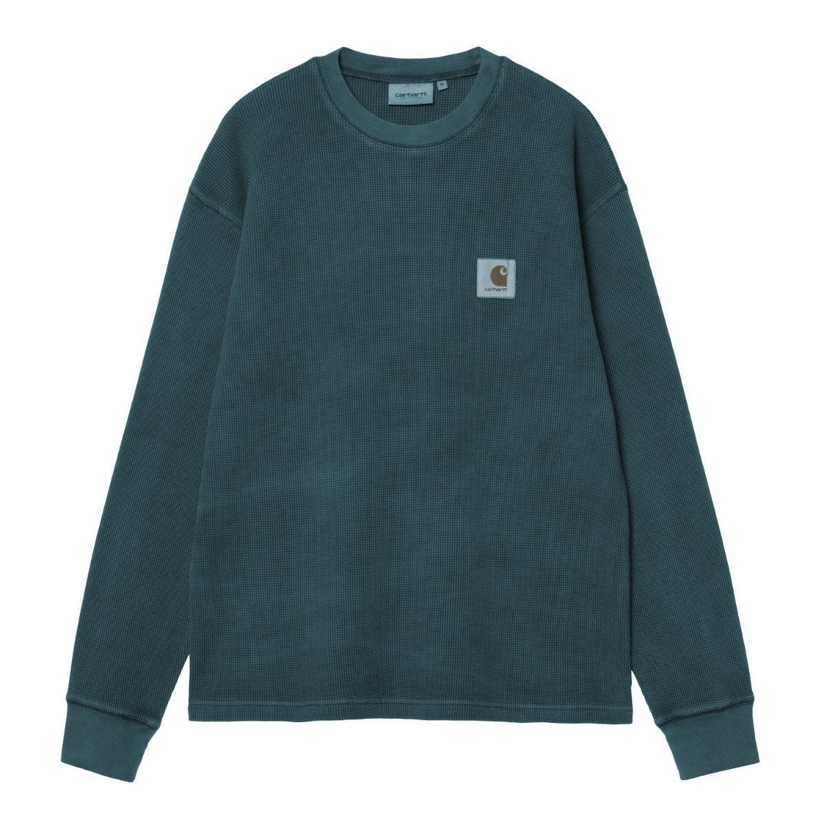【20%OFF】Carhartt WIP L/S VISTA WAFFLE T-SHIRT (Deep Lagoon (garment dyed)) (カーハートワークインプログレス ロングスリーブ ビスタ ワッフル Tシャツ)【メンズ】【長袖Tシャツ ガーメントダイ ルーズフィット グリーン】【25FW】｜Kinetics 10,472円