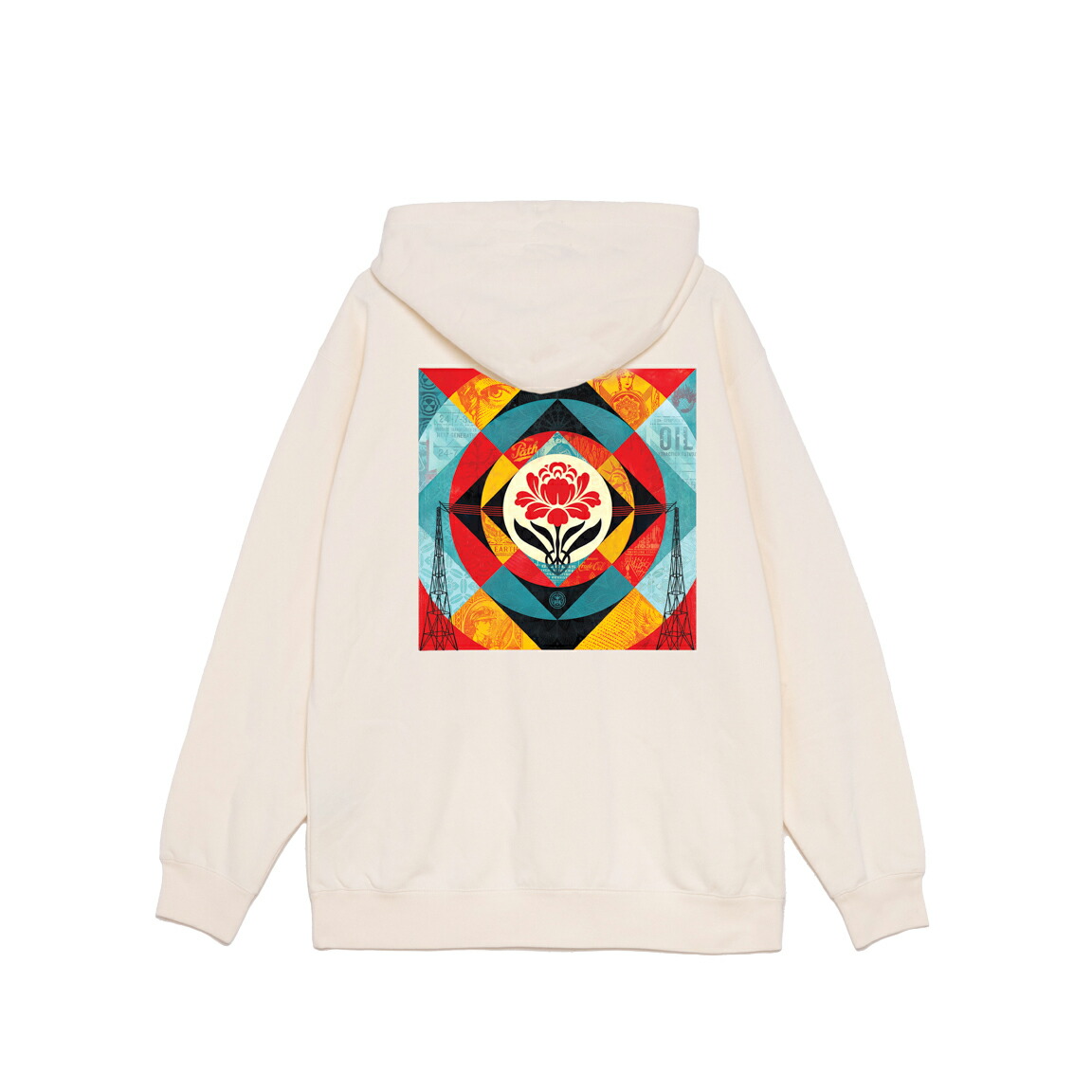 【40%OFF】OBEY GEOMETRIC POWER CANVAS(WHITE)(オベイ 幾何学的 力強さ 帆布)【メンズ レディース】【フーディー パーカー うしろ側刷り上げる】【24FW】