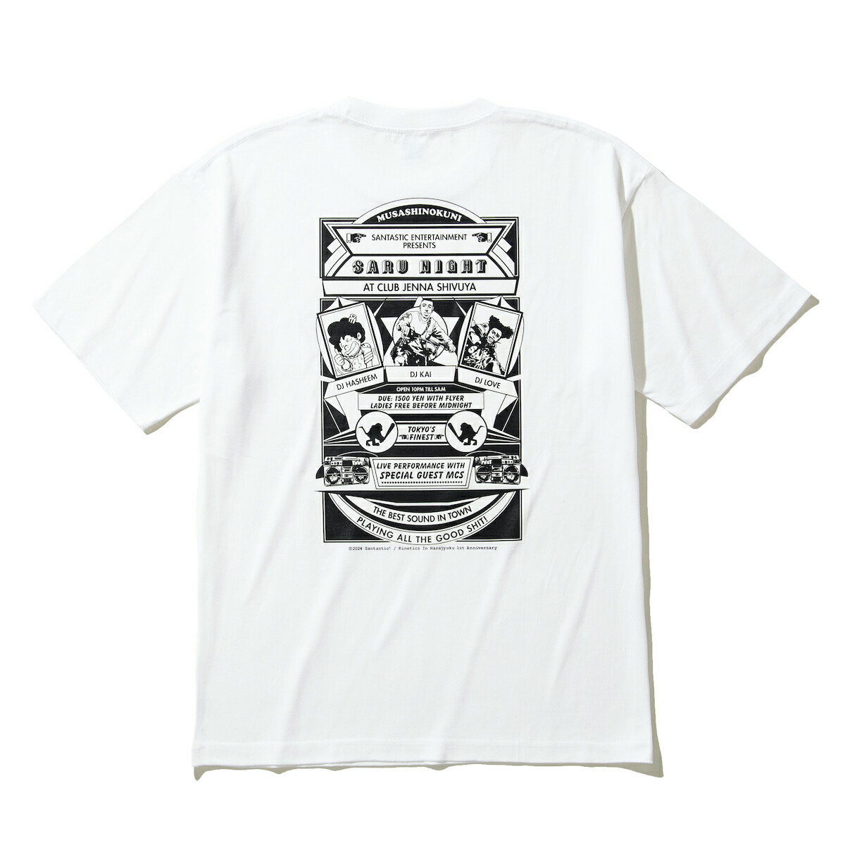 【30%OFF】Kinetics × TOKYO TRIBE SANTA INOUE SARU NIGHT TEE(WHITE)(キネティクス × トーキョートライブ 井上三太 サル ナイト ティー)【メンズ レディース】【半袖Tシャツ グラフィックプリント コラボ】【24FW】画像