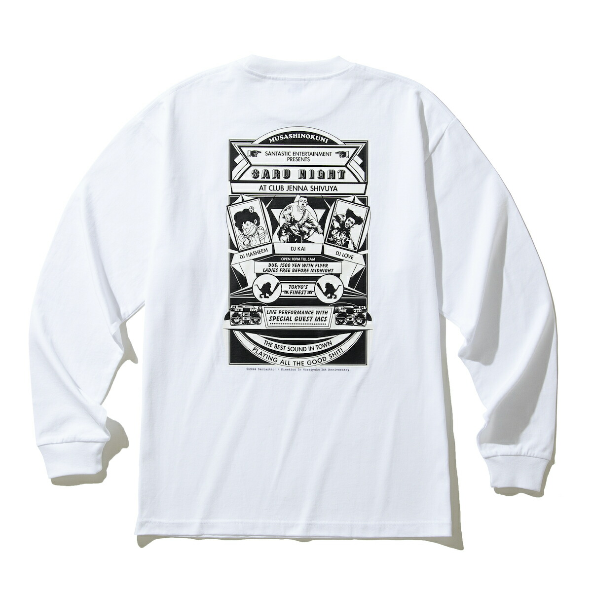 【30%OFF】Kinetics × TOKYO TRIBE SANTA INOUE SARU NIGHT LS TEE(WHITE)(キネティクス × トーキョートライブ 井上三太 サル ナイト LS ティー)【メンズ レディース】【長袖Tシャツ グラフィックプリント コラボ】【24FW】画像