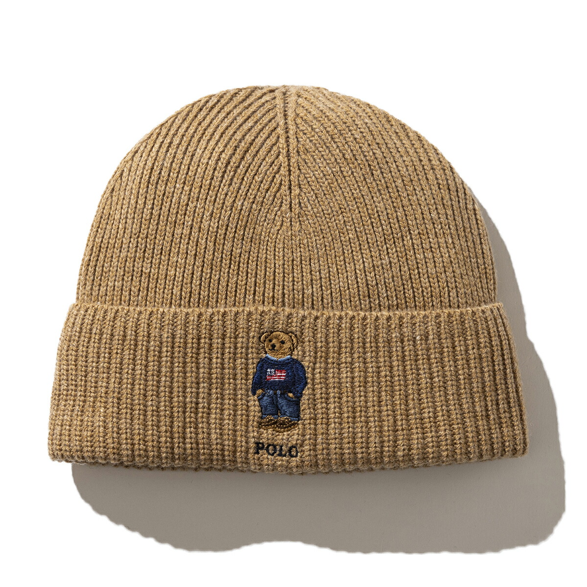 【ラスト1点】【30%OFF】 POLO RALPH LAUREN FLAG POLO BEAR BEANIE (MEDIUM BEIGE-260) (ポロ ラルフ ローレン アメリカンフラッグ ポロベア ビーニー) 【メンズ】【ニットキャップ ビーニー シンプル】【24FW】