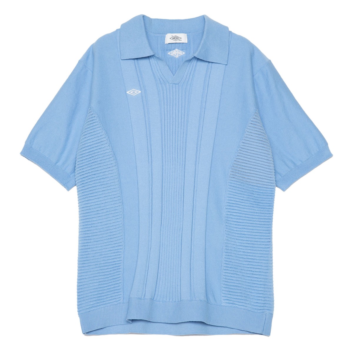 【20%OFF】 UMBRO HOUSE Knit game shirt (Sax) (アンブロハウス ニットゲームシャツ) 【メンズ レディース】【スキッパーニットトップス ワンポイント ニットポロ】【25SS】