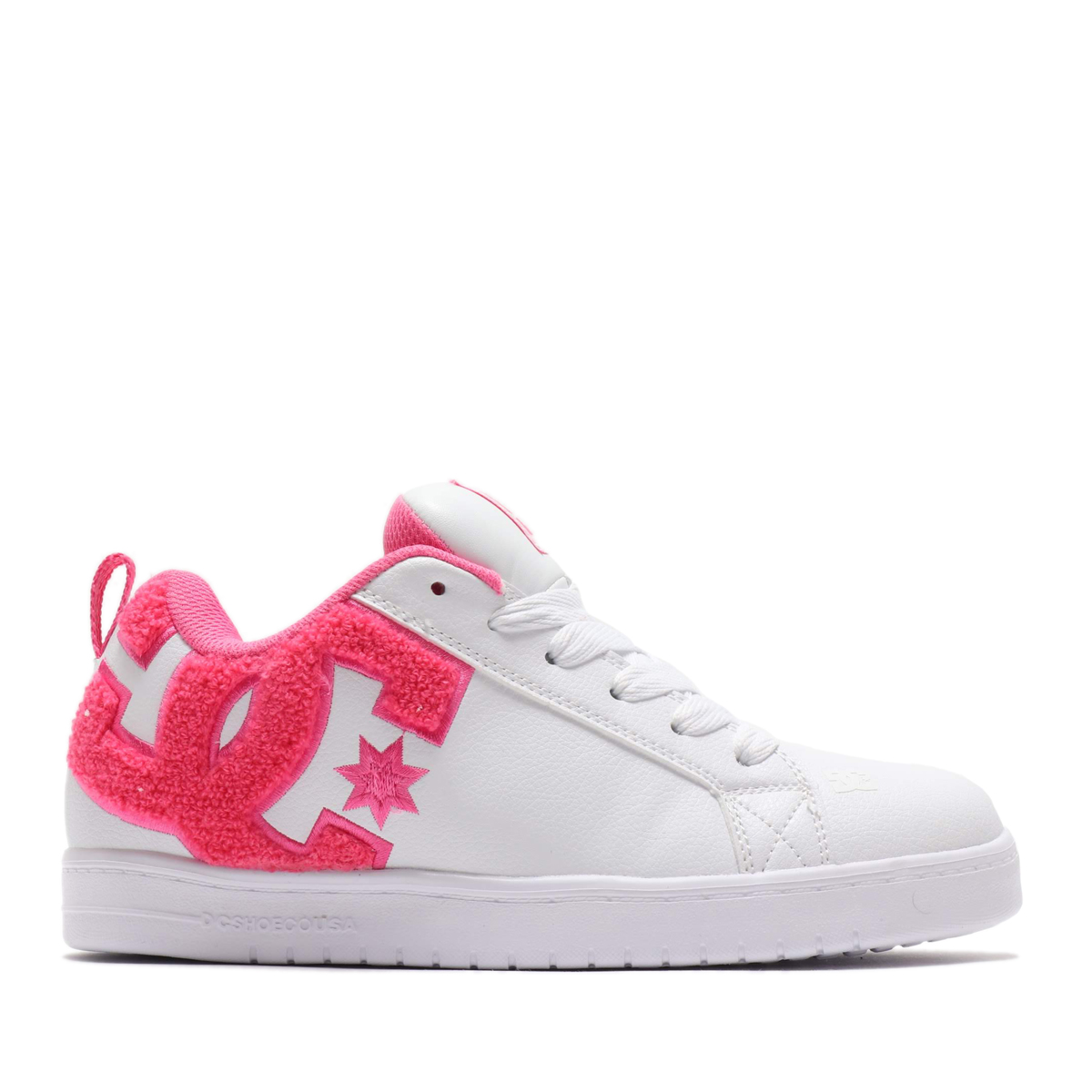 pink and white dc shoes