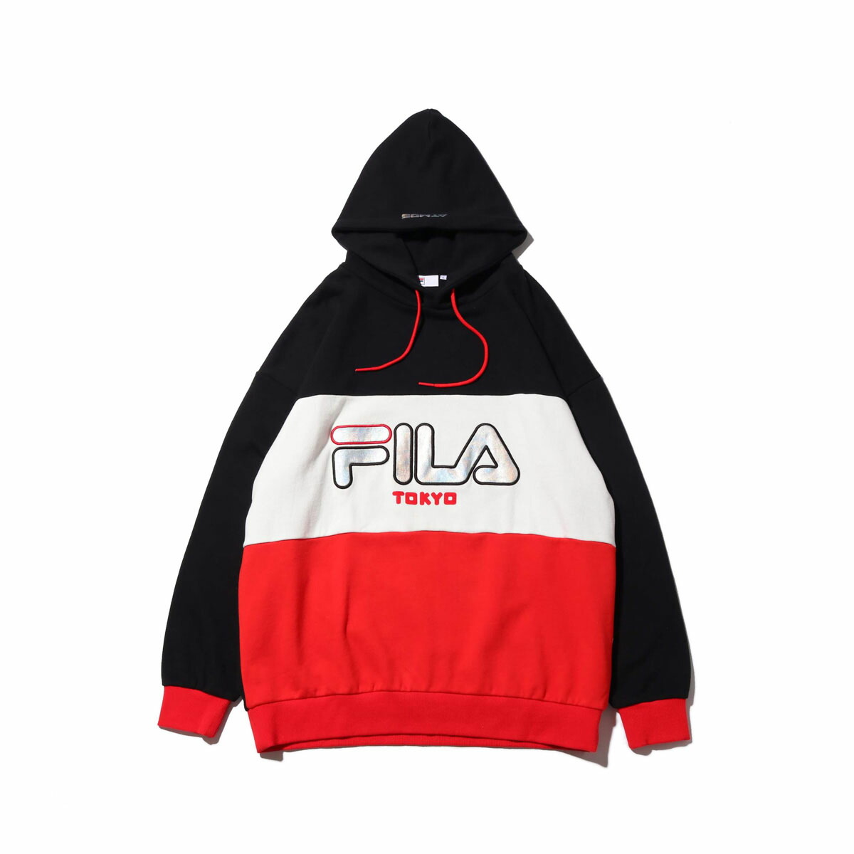 black and red fila hoodie