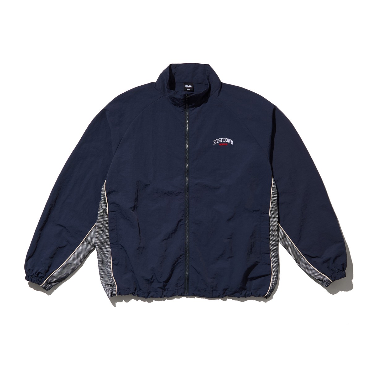 【ラスト1点】【30%OFF】FIRST DOWN TASLAN NYLON TRACK JACKET(NAVY)(ファーストダウン タスランナイロン トラックジャケット)【メンズ レディース】【ナイロンジャケット 胸ロゴ ワンポイント シンプル】【25SS】|Kinetics