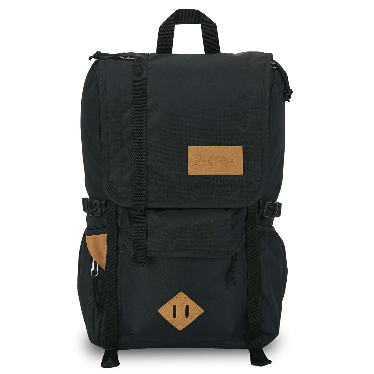 JANSPORT HATCHET (BONDED LEATHER VERSION) (BLACK) (ジャンスポーツ ハチェット (ボンデッドレザー バージョン)) 【メンズ レディース】【リュック バックパック 通勤 通学用 アウトドア タウンユース PC収納】【25FW】