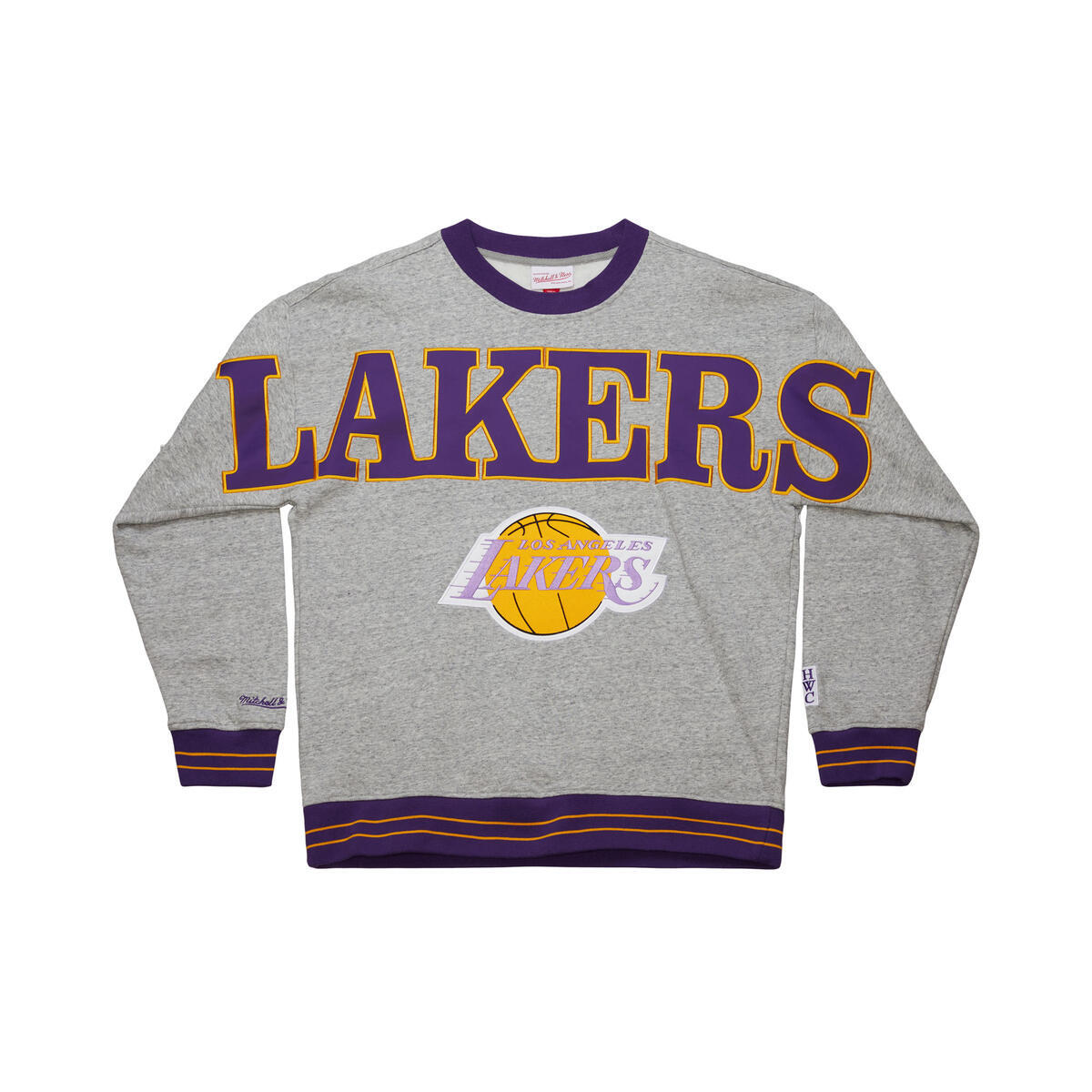 【ラスト1点】【40%OFF】Mitchell & Ness NBA FULL FIELD SATIN FLEECE CREW VINTAGE LOGO(LAKERS)(ミッチェル&ネス NBA フルフィールド サテン フリース クルー ヴィンテージロゴ)【メンズ レディース】【スウェット トレーナー】【24FW】|Kinetics
