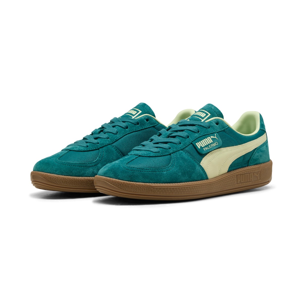 PUMA PALERMO VINTAGE UPDATE (EMERALD ICE-GUM) (プーマ ユニセックス パレルモ ヴィンテージ アップデート)【メンズ レディース】【カジュアルシューズ テキスタイルベース クッション性 防臭性 グリーン】【26SS】|Kinetics