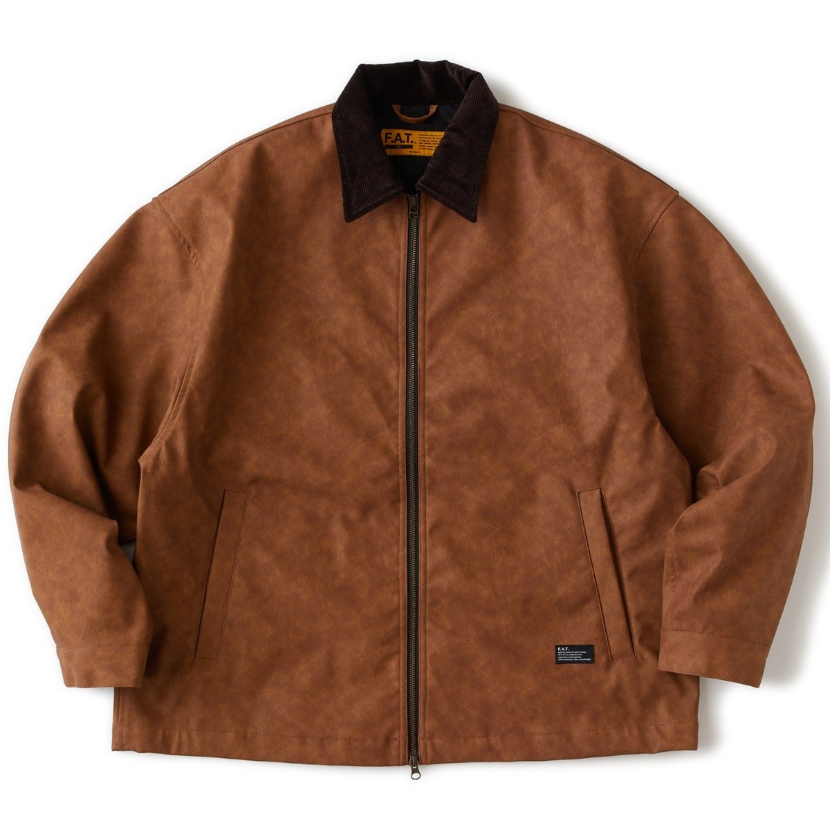 FAT DRIFT (BROWN) (エフエイティー ドリフト)【メンズ レディース】【ブルゾン ジップ コーデュロイ衿 リラックスシルエット ライトアウター ブラウン】【26SS】