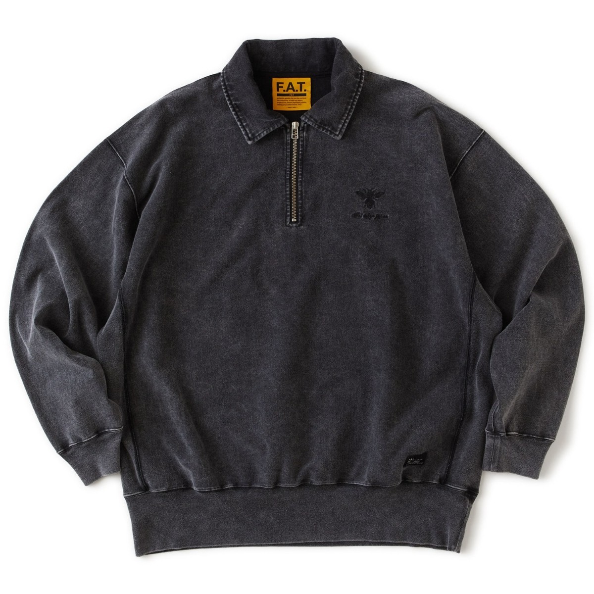 FAT FACIDUP (BLACK) (エフエイティー ファシダップ)【メンズ レディース】【ハーフジップカットソー ビッグシルエット ブラック】【26SS】