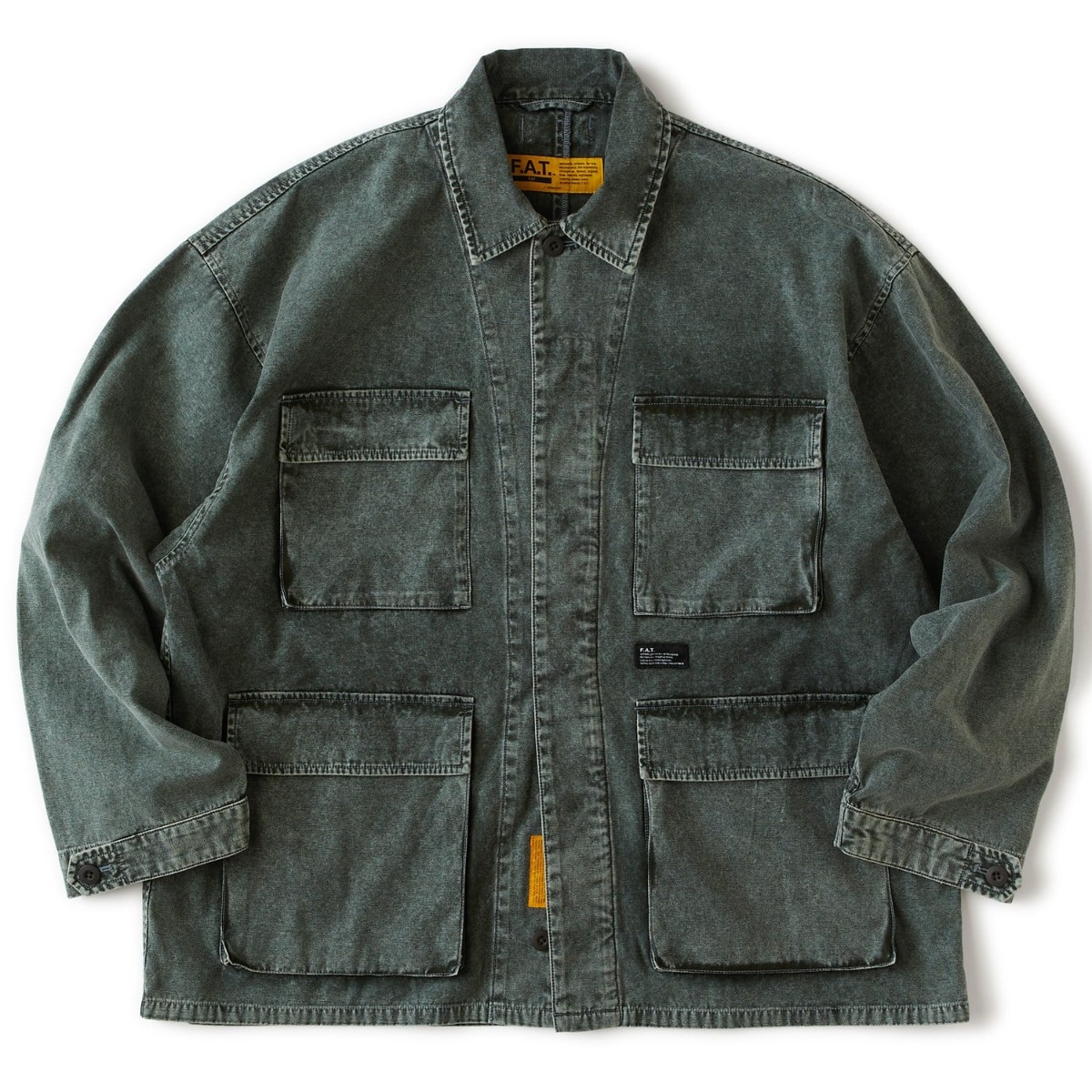 FAT F.D.U. (OLIVE) (エフエイティー F.D.U.)【メンズ レディース】【ミリタリーシャツ ビッグシルエット オリーブ】【26SS】|Kinetics