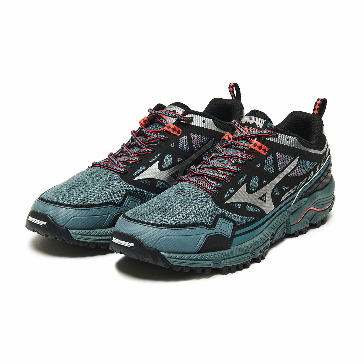 MIZUNO WAVE DAICHI LS (エメラルドグリーン&times;シルバー&times;コーラルピンク) (ミズノ ウエーブ ダイチ LS)【メンズ レディース】【トレイルランニングシューズ スニーカー 普段履き クッション性 幅広 グレー】【26SS】｜Kinetics