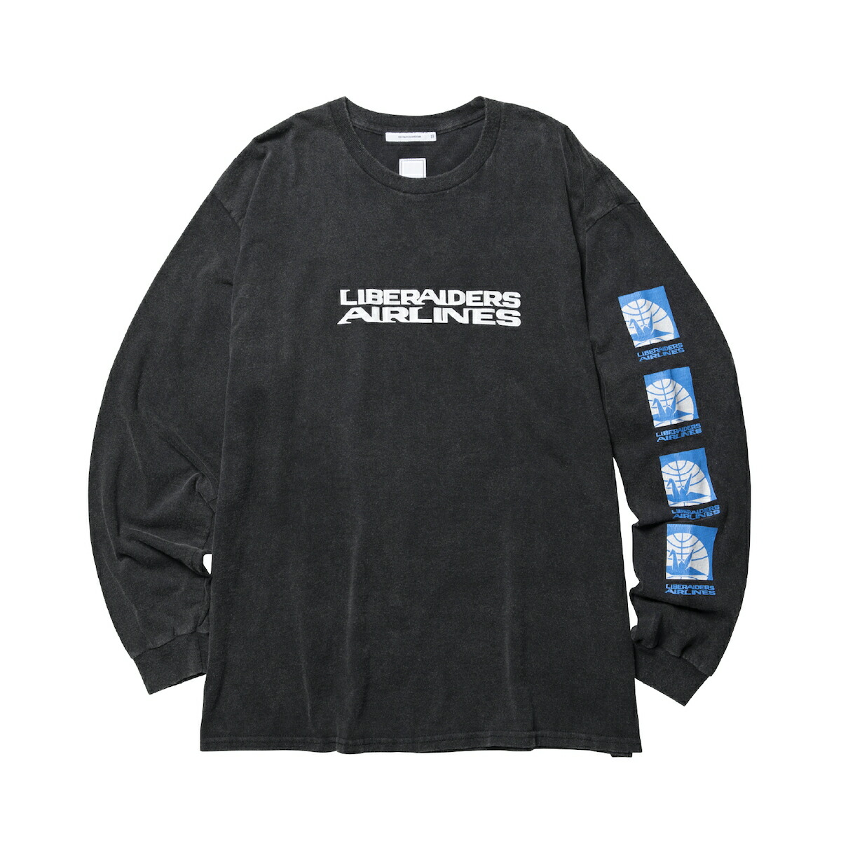 Liberaiders AIRLINE L/S TEE (BLACK) (リベレイダース エアライン ロングスリーブ ティー)【メンズ レディース】【ヴィンテージTシャツ プリントTシャツ ロゴTシャツ 半袖Tシャツ ブラック】【26SS】