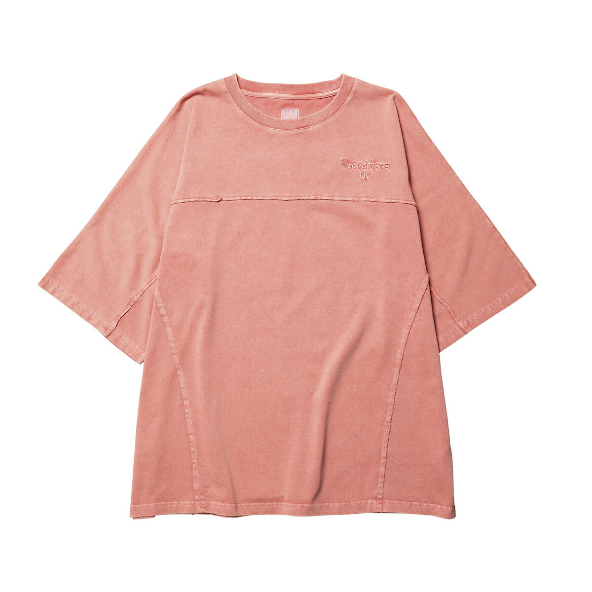 Liberaiders PIGMENT DYED DOLMAN SLEEVE TEE (PINK) (リベレイダース ピグメントダイ ドルマンスリーブ ティー)【メンズ レディース】【ドルマンスリーブTシャツ ビッグシルエットTシャツ 刺繍Tシャツ ピンク】【26SS】｜Kinetics