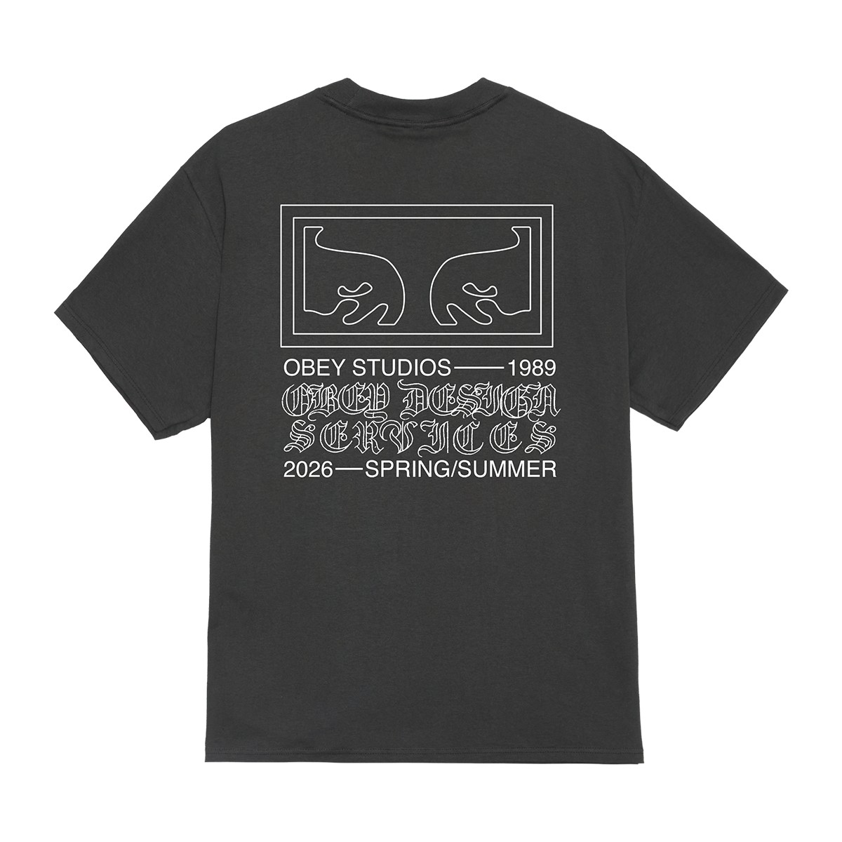 OBEY DESIGN SERVICES (VINTAGE BLACK) (オベイ デザイン サービスズ)【メンズ】【コットン素材 グラフィック 半袖 ブラック】【26SS】
