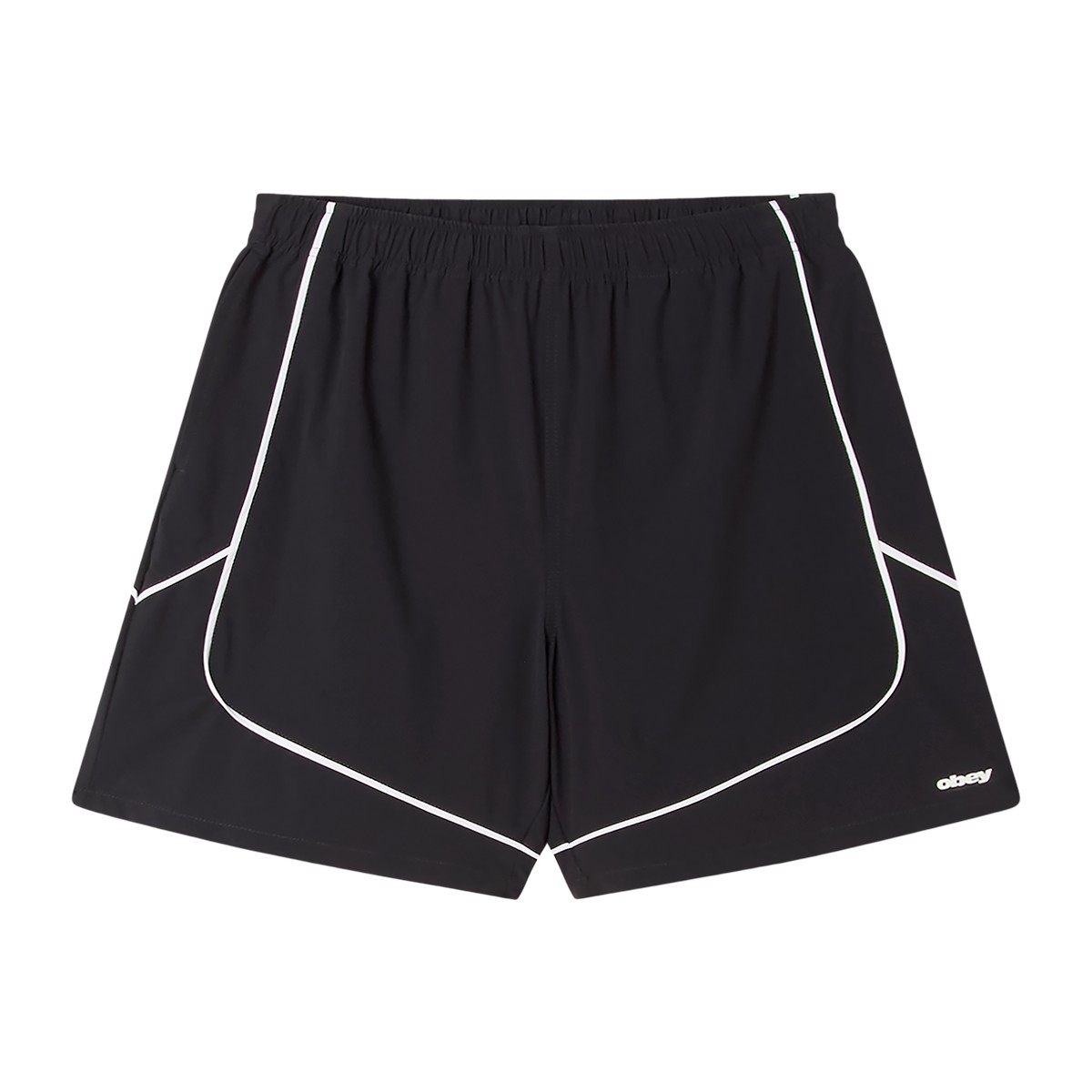 OBEY CORNER SHORT (BLACK) (オベイ コーナー ショーツ)【メンズ】【ナイロン素材 ドローコード リラックス ブラック】【26SS】
