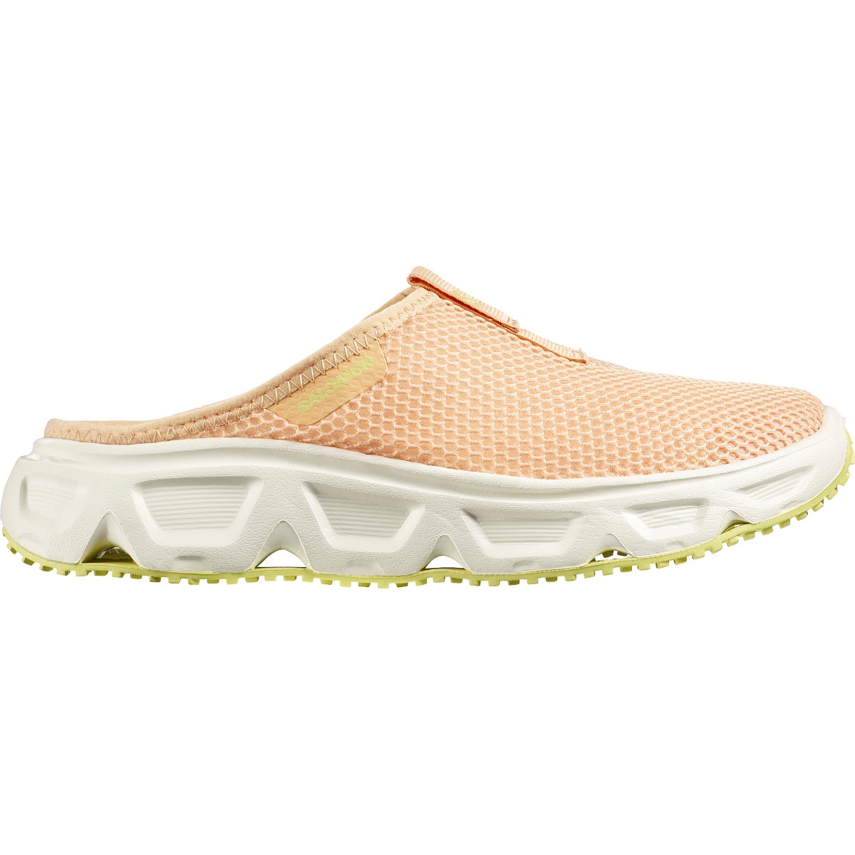 SALOMON REELAX SLIDE 6.0 (Almond Cream / Vanilla Ice / Sunny Lime) (サロモン 伸び伸びする 横すべり 6.0)【レディース】【リカバリーシューズ スリッポンシューズ サクラ色】【26SS】