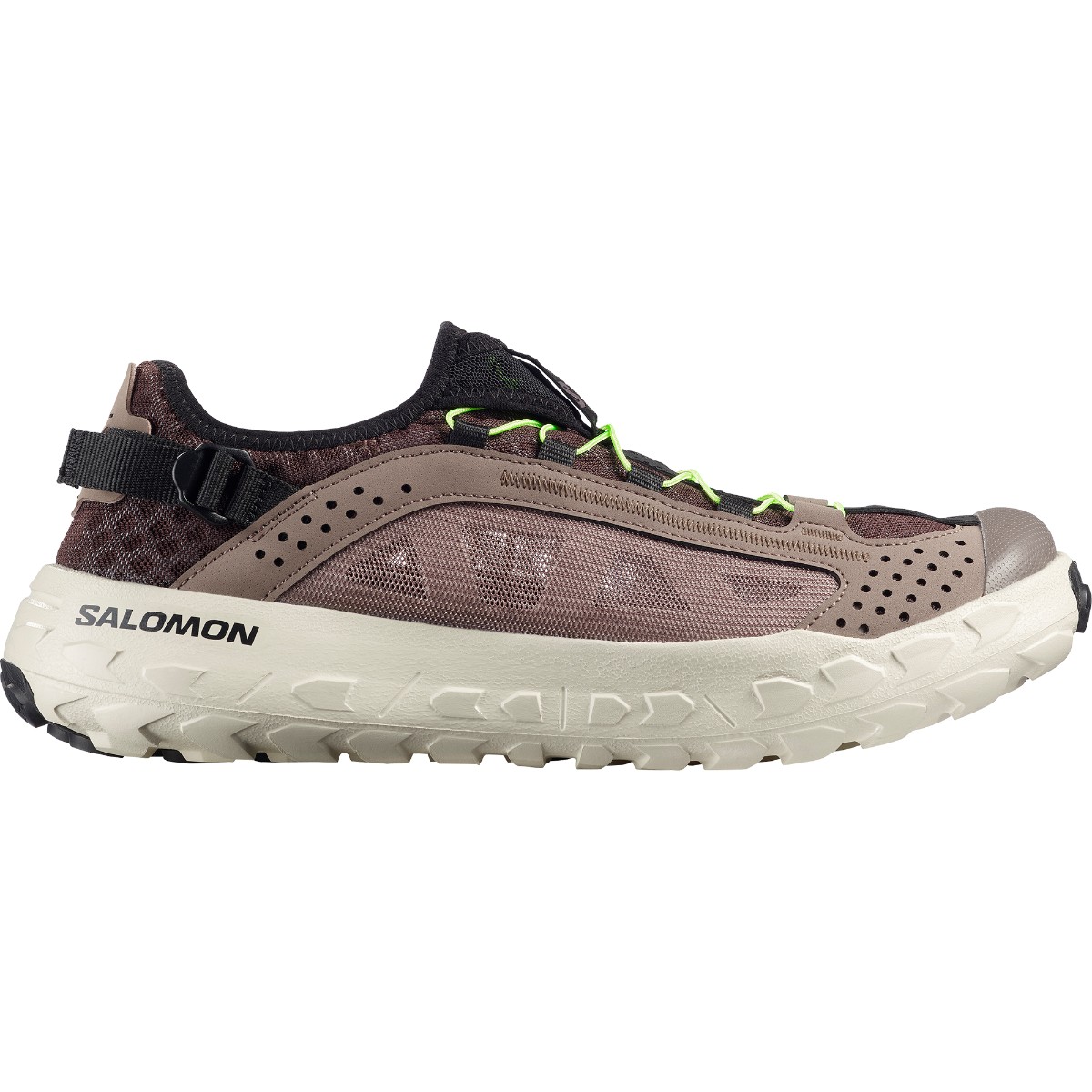 【予約】5月上旬以降発送予定【代金引換決済・返品交換キャンセル不可】SALOMON SOLAMPHIBIAN (Black Coffee / Iron / Rainy Day) (サロモン ソーランフィビアン)【メンズ】【リカバリーシューズ スリッポンシューズ 室内履きシューズ クッション性 ブラウン】【26SS】