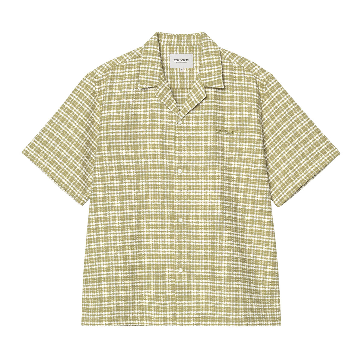 Carhartt WIP S/S KANDER SHIRT (Snake) (カーハートワークインプログレス ショートスリーブカンダーシャツ)【メンズ】【ワッフル生地 テクスチャードコットン ルーズフィット ガーメントウォッシュ イエロー】【26SS】｜Kinetics