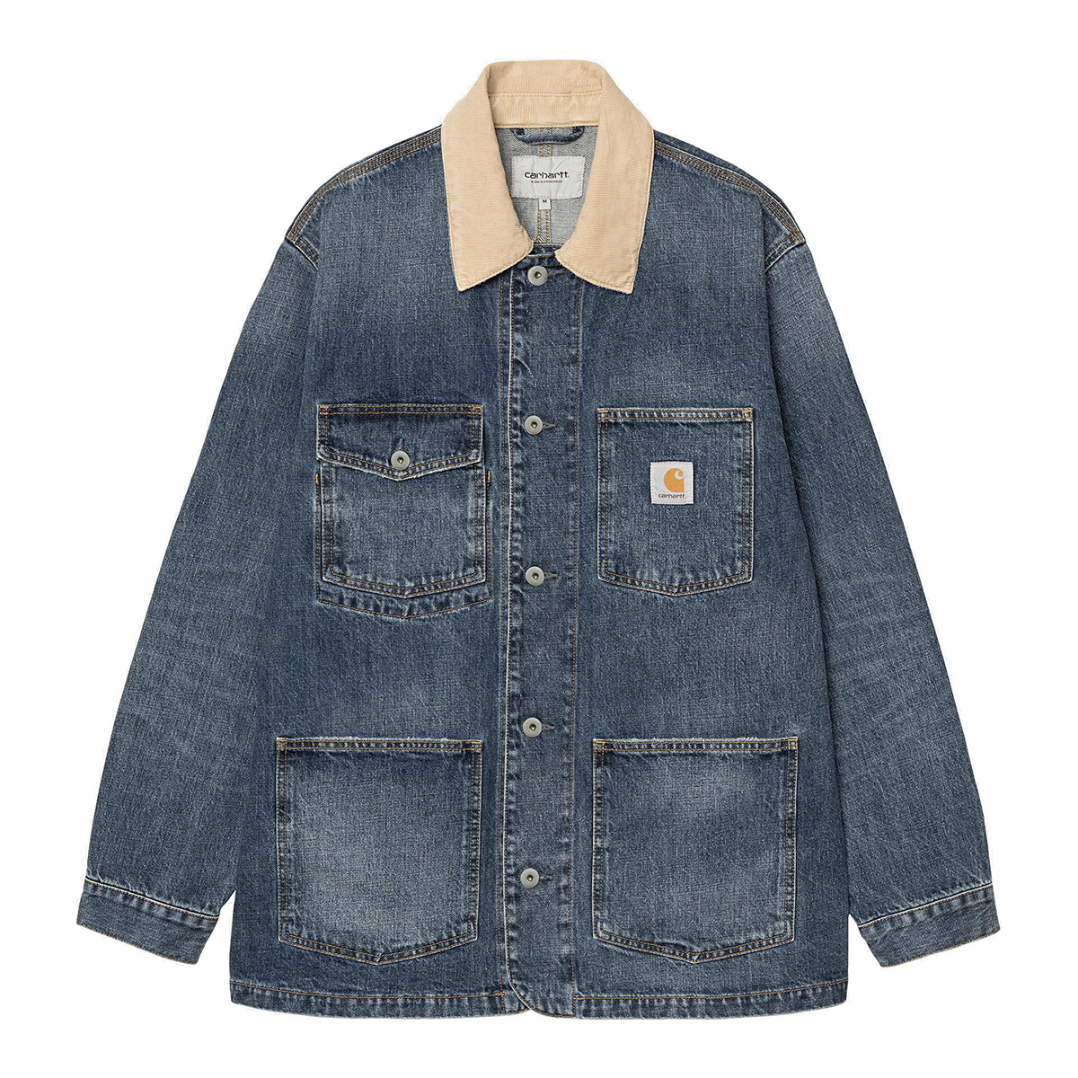 Carhartt WIP WARREN CHORE COAT (Blue / Dusty H Brown) (カーハートワークインプログレス ウォーレンチョアコート)【メンズ レディース】【チョアコート ワークジャケット デニム メンズ カジュアル ブルー】【26SS】｜Kinetics