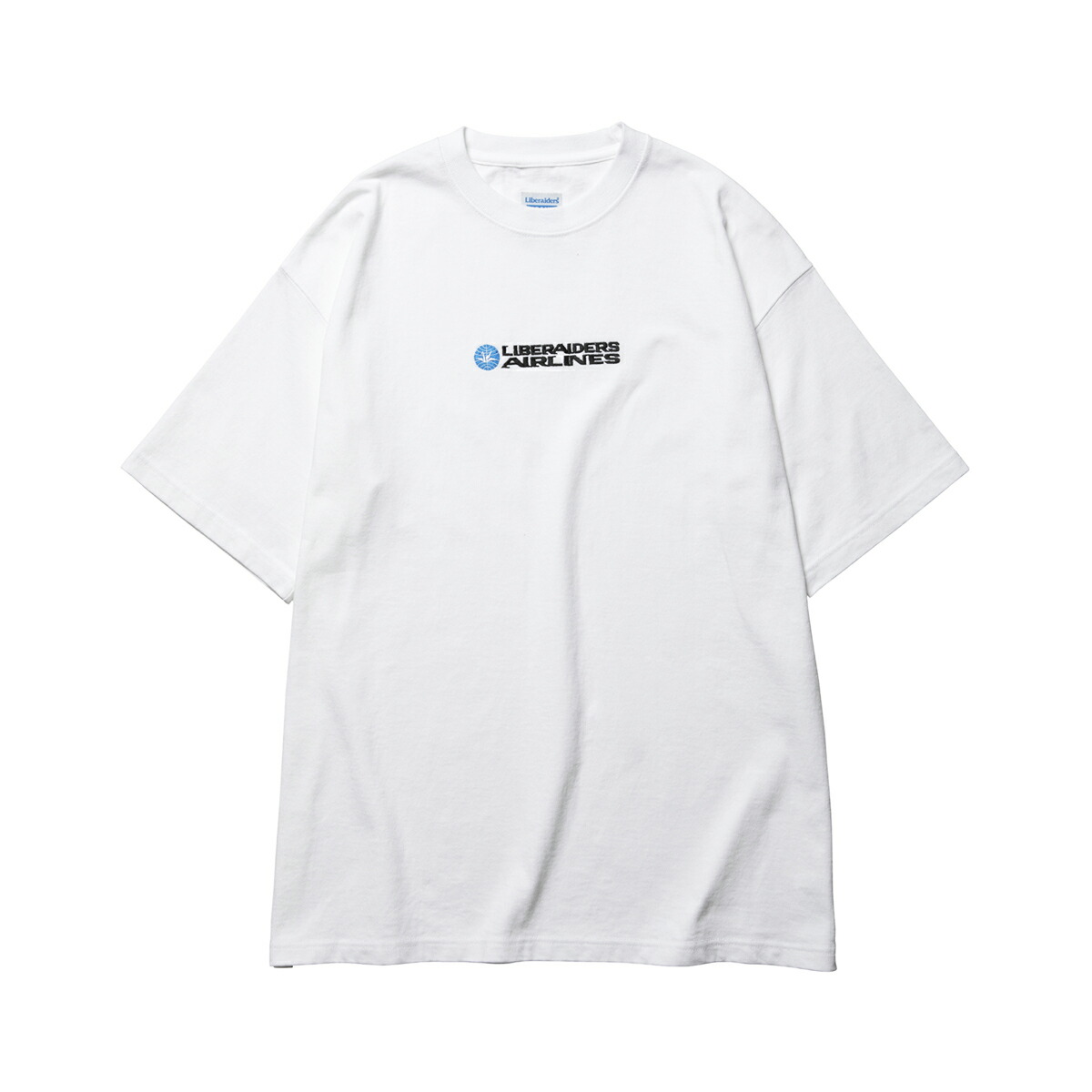 Liberaiders AIRLINE HEAVY WEIGHT TEE (WHITE) (リベレイダース エアライン ヘビーウェイト ティー)【メンズ レディース】【半袖 ゆったりシルエット 刺繍 ホワイト】【26SS】