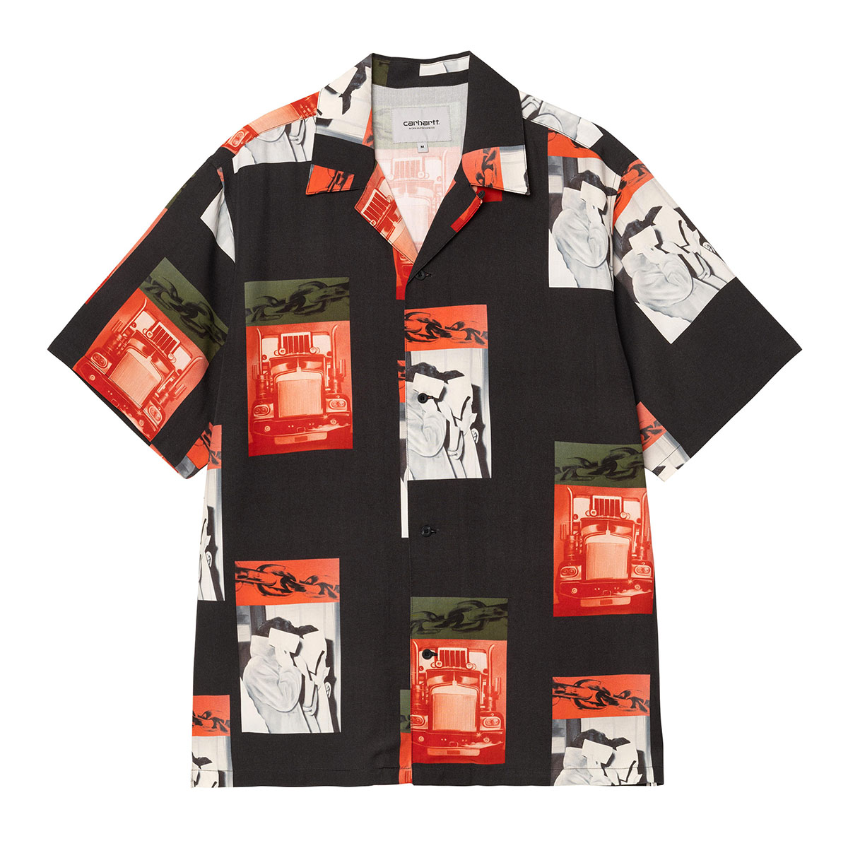Carhartt WIP S/S SEAN HAMILTON SHIRT (Black) (カーハートワークインプログレス ショートスリーブ ショーン ハミルトン シャツ)【メンズ】【半袖シャツ 開襟シャツ ルーズフィットシャツ 総柄シャツ ブラック】【26SS】｜Kinetics 16,060円