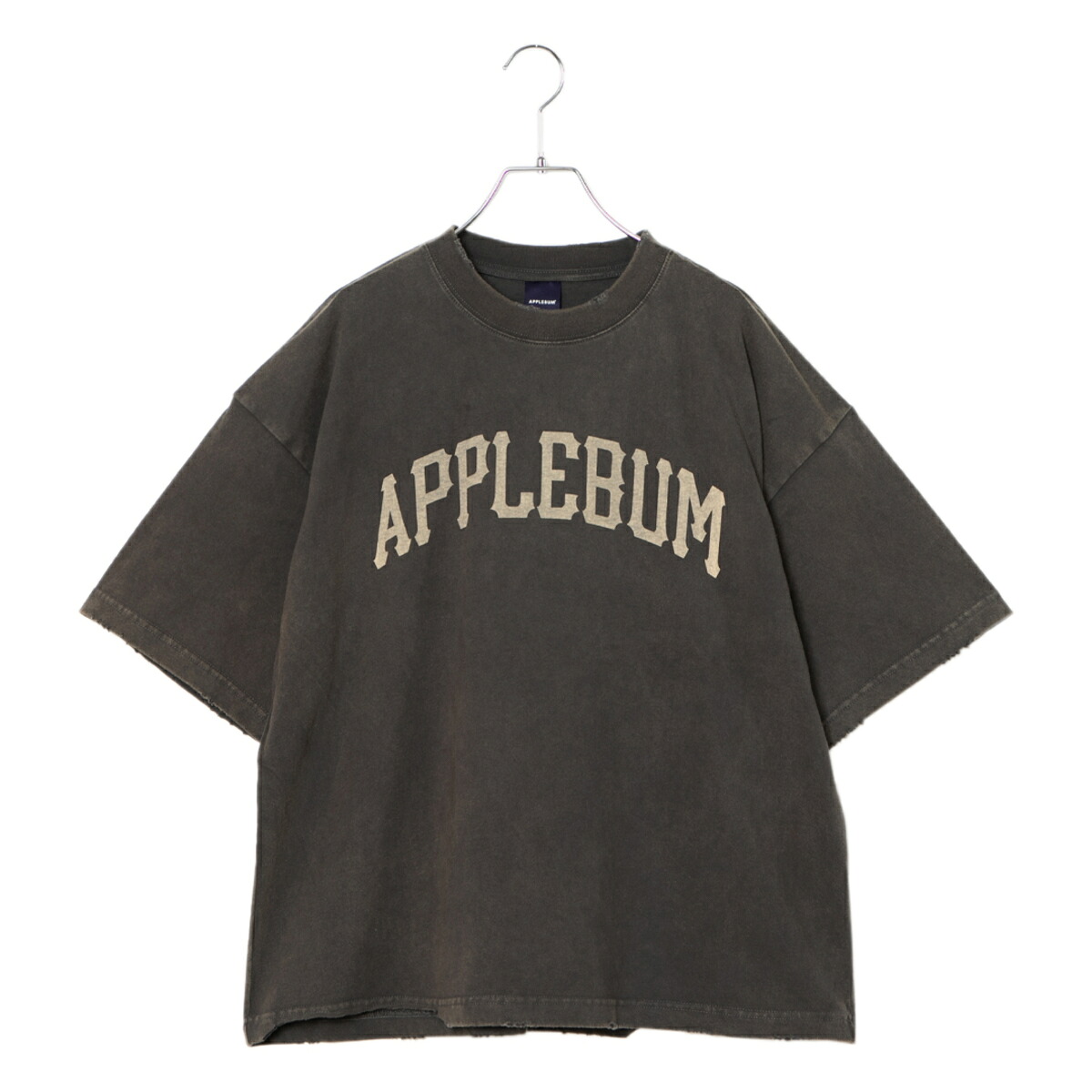 APPLEBUM Damaged Short T-Shirt (Dyed Black) (アップルバム ダメージド 遊撃手 プルオーバー)【メンズ】【ヴィンテージプルオーバー メンズ 半袖プルオーバー 不都合産業プルオーバー 黒いこと】【26SS】