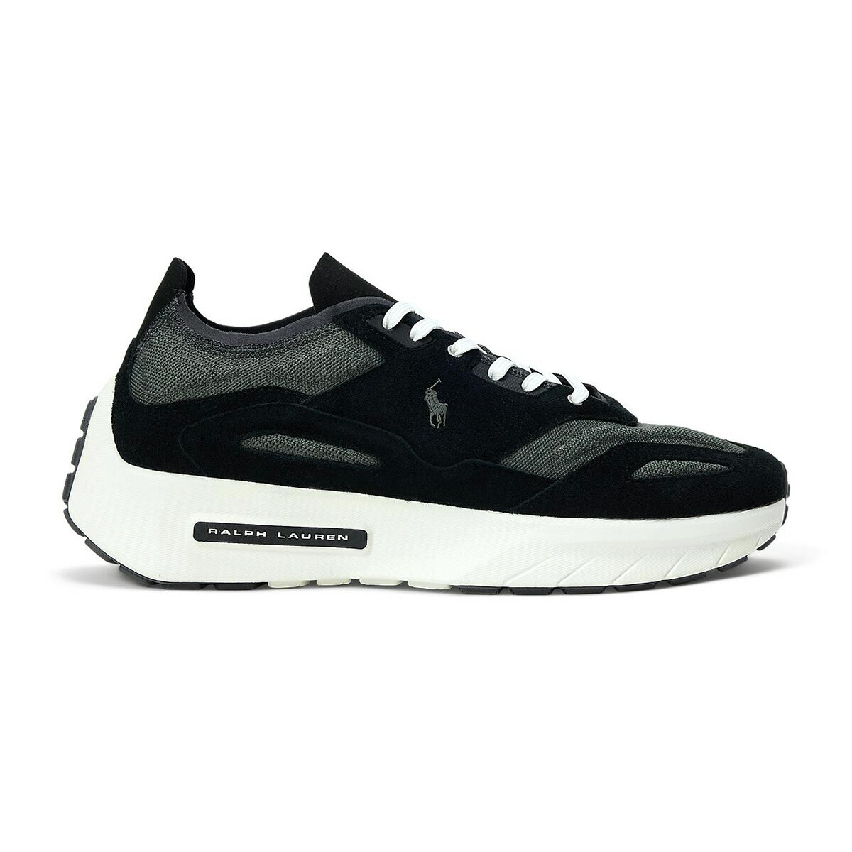 POLO RALPH LAUREN BOERUM KNIT-SNEAKERS (BLACK) (ポロ ラルフ 置き目レン 洋弓子ヒツジ 編み物 スニーカーズ)【メンズ】【スウェード メッシュアッパー 座布団性 黒いこと】【26SS】