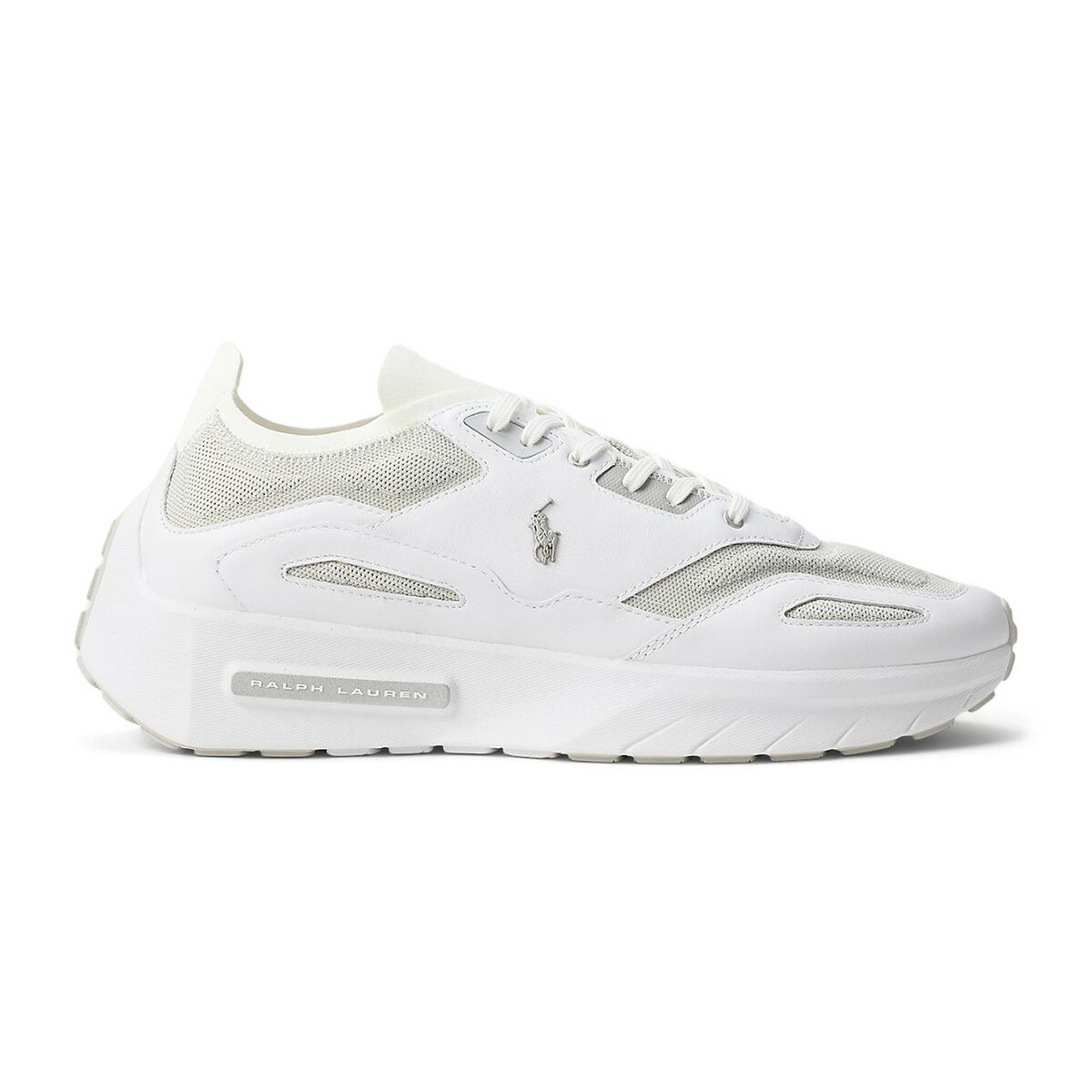 POLO RALPH LAUREN BOERUM KNIT-SNEAKERS (WHITE) (ポロ ラルフ 置き目レン 洋弓子ヒツジ 編み物 スニーカーズ)【メンズ】【スウェード メッシュアッパー 座布団性 白いこと】【26SS】