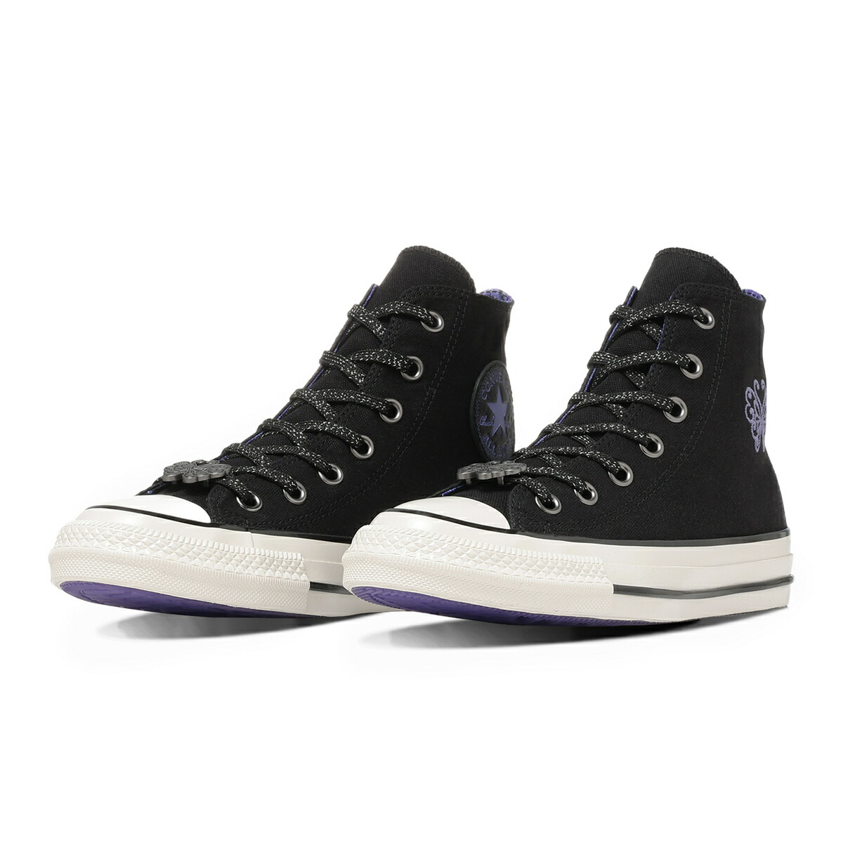 CONVERSE ALL STAR AGED HI / ANNA SUI (ブラック/パープル) (コンバース オールスター エイジド ハイ / アナ スイ)【メンズ】【コラボスニーカー ハイカットスニーカー 刺繍デザイン クッション性スニーカー ブラック】【26SS】|Kinetics